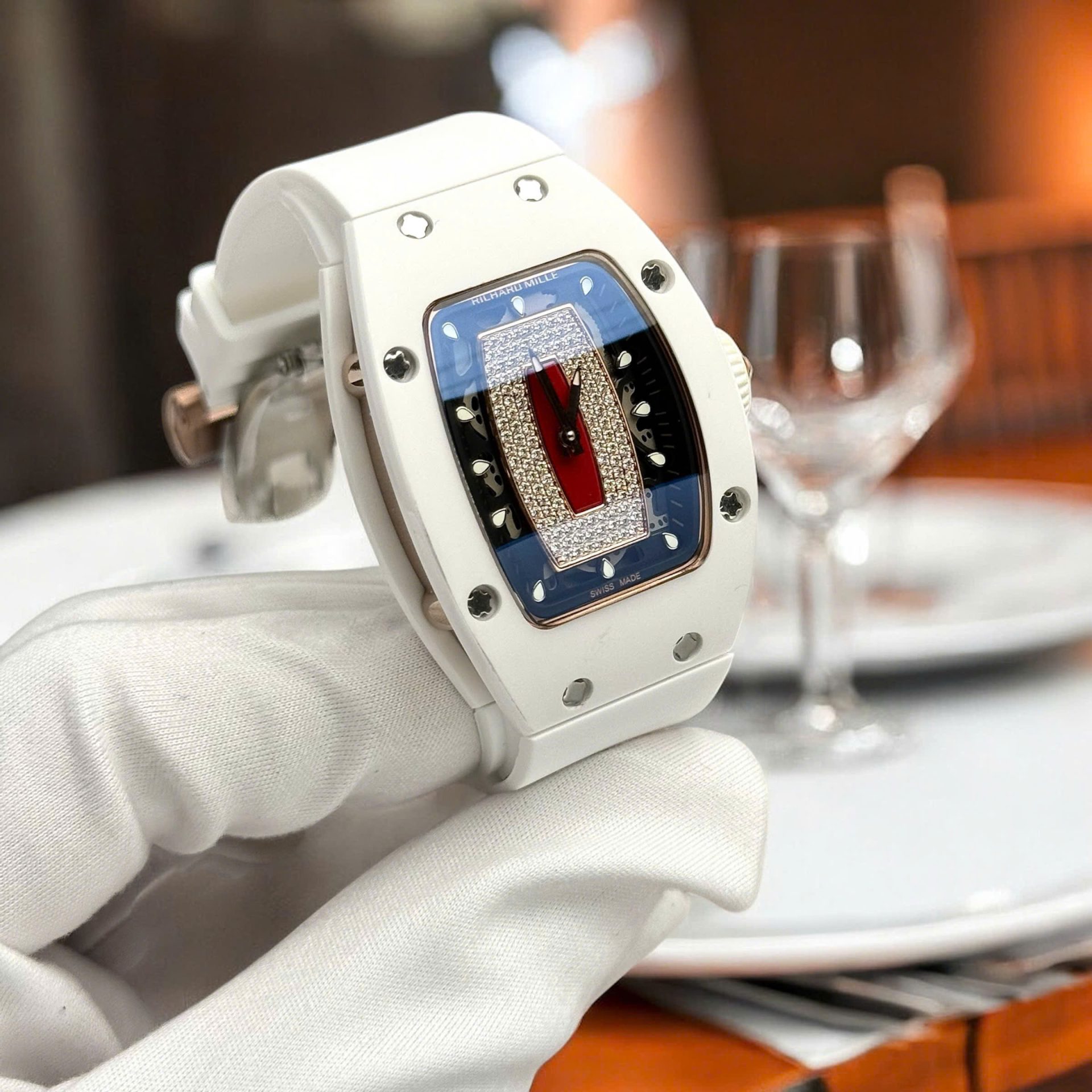 Richard Mille Super Clone Watches RM07 White Ceramic Women s Automatic Swiss Movement 36mm - Top club