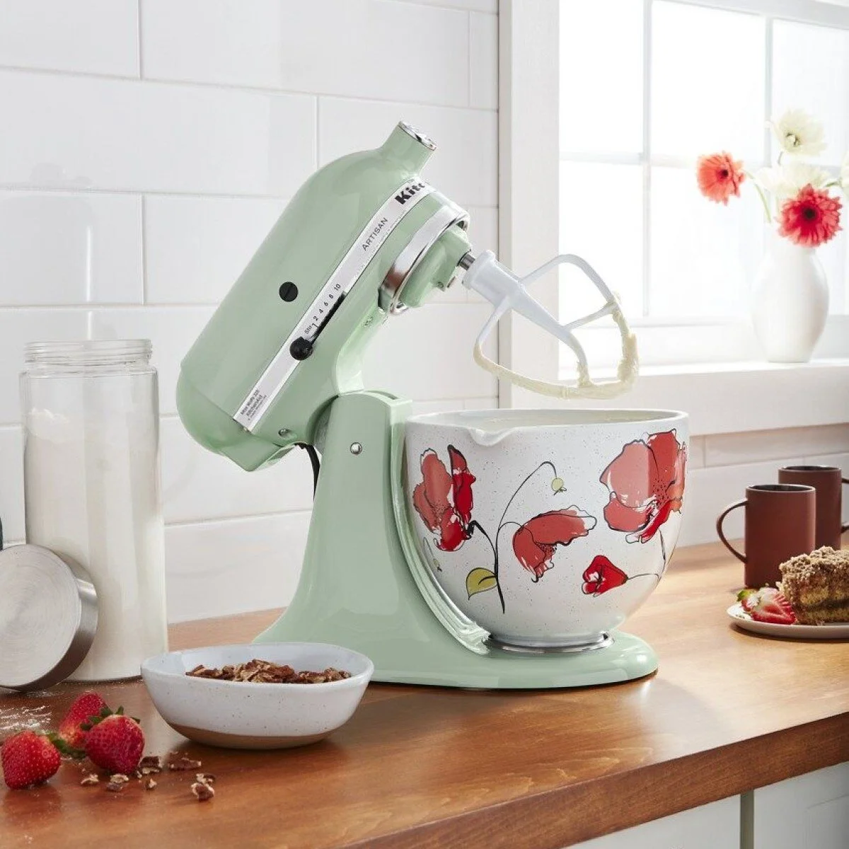 KitchenAid 5-Quart Poppy Ceramic Bowl | Fits 4.5-Quart & 5-Quart KitchenAid Tilt-Head Stand Mixers - Image 6