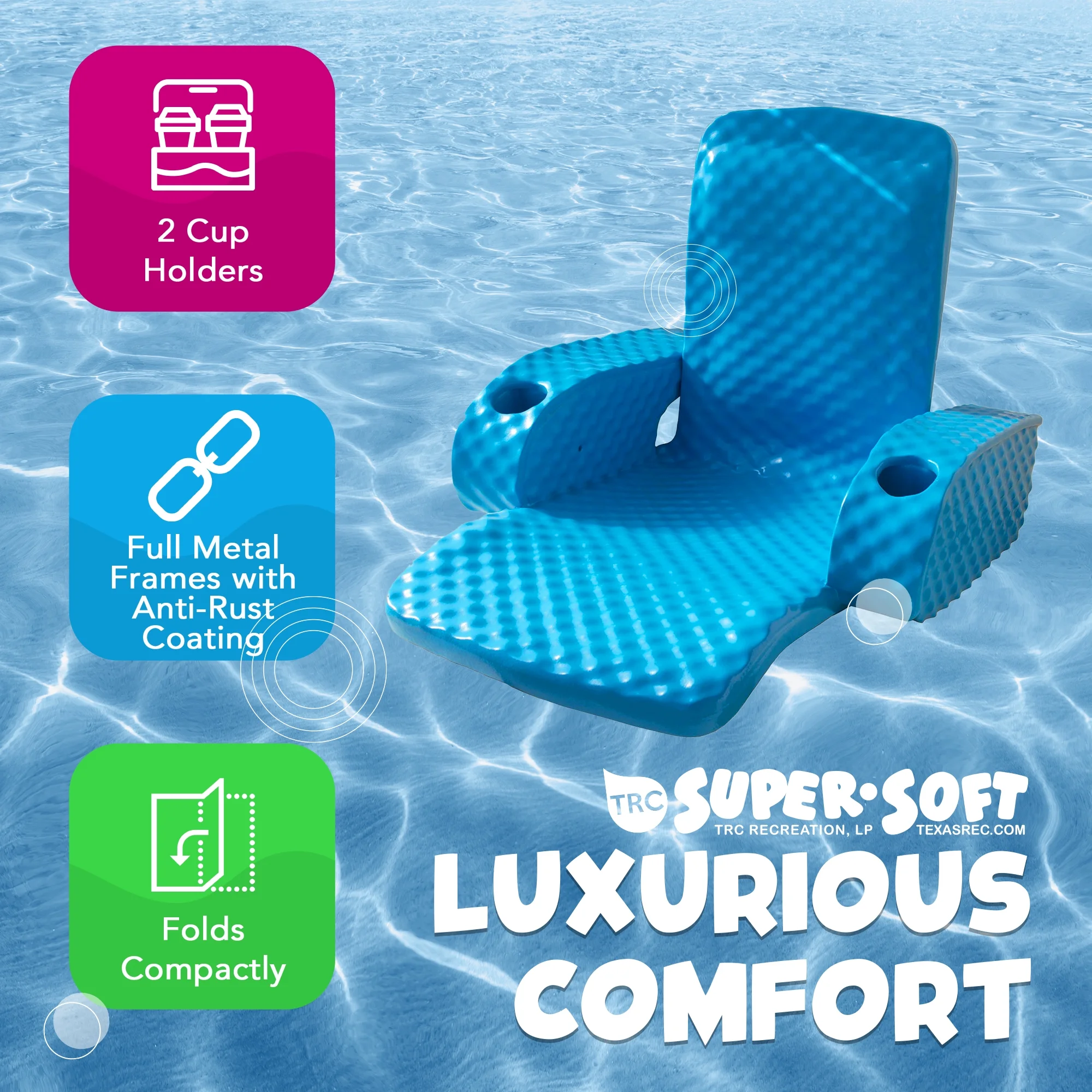 TRC Recreation Baja Folding Armchair Swimming Pool Float, Tropical Teal - Image 13