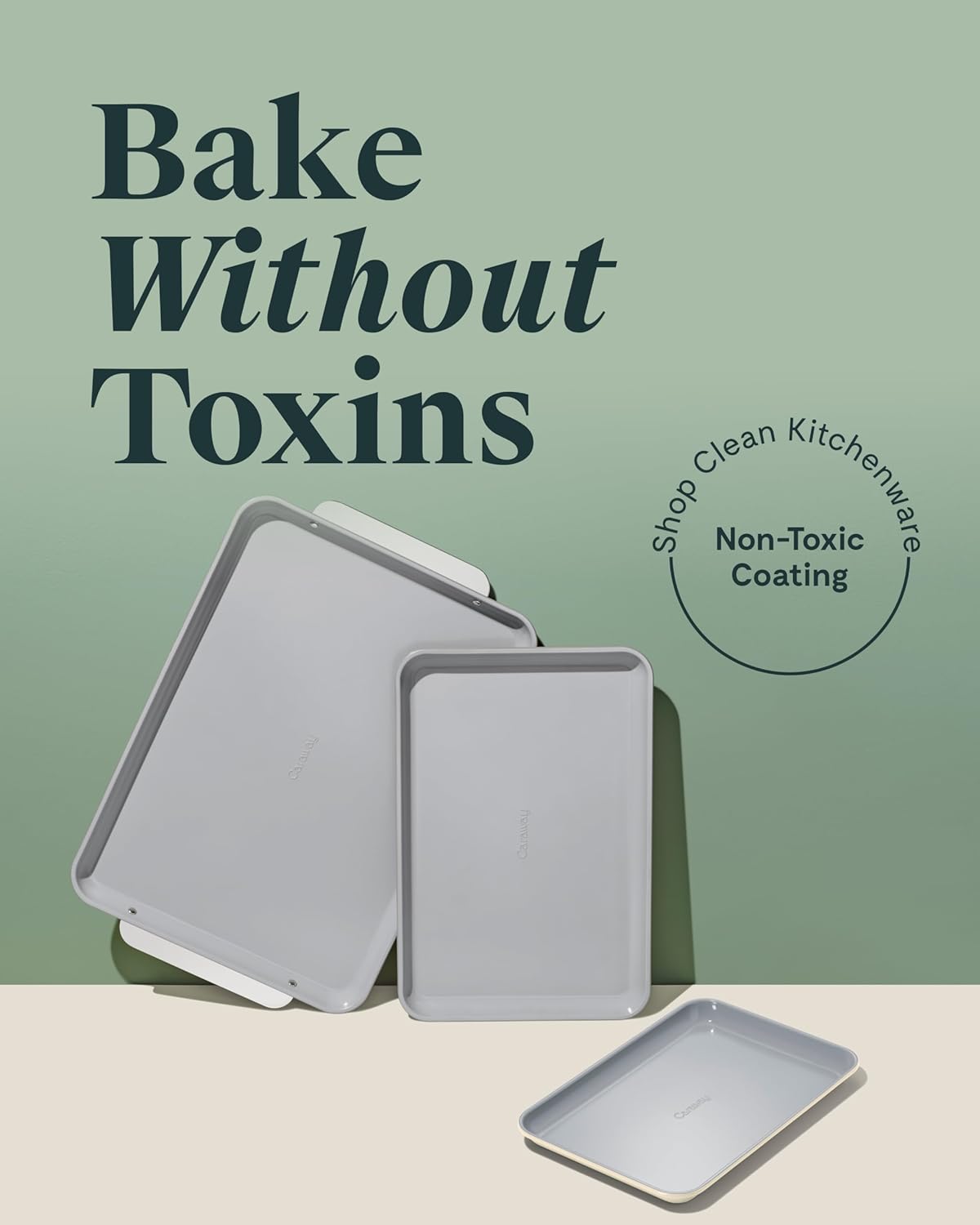 Caraway Non-Stick Ceramic Baking Sheet Trio - Naturally Slick Ceramic Coating - Non-Toxic, PTFE & PFOA Free - 18 x 13 Large, 15 x 10 Medium, & 9