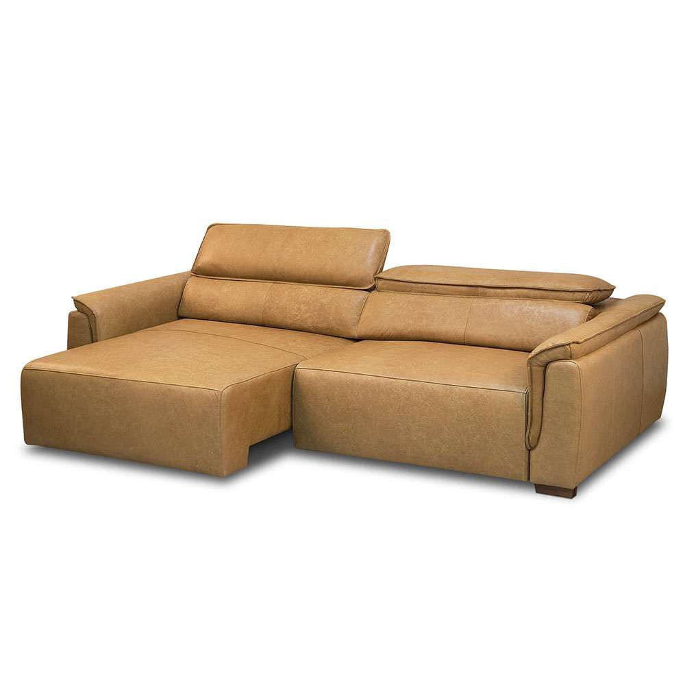 Sofá 3 Lugares Retrátil e Reclinável Laurent Molas Ensacadas Couro Marrom Claro 240 cm em Promoção | Ofertas na Americanas