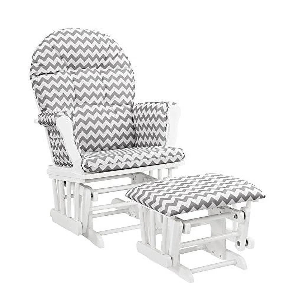 Angel Line Windsor Glider and Ottoman, Natural Finish with Gray Cushions - Image 35