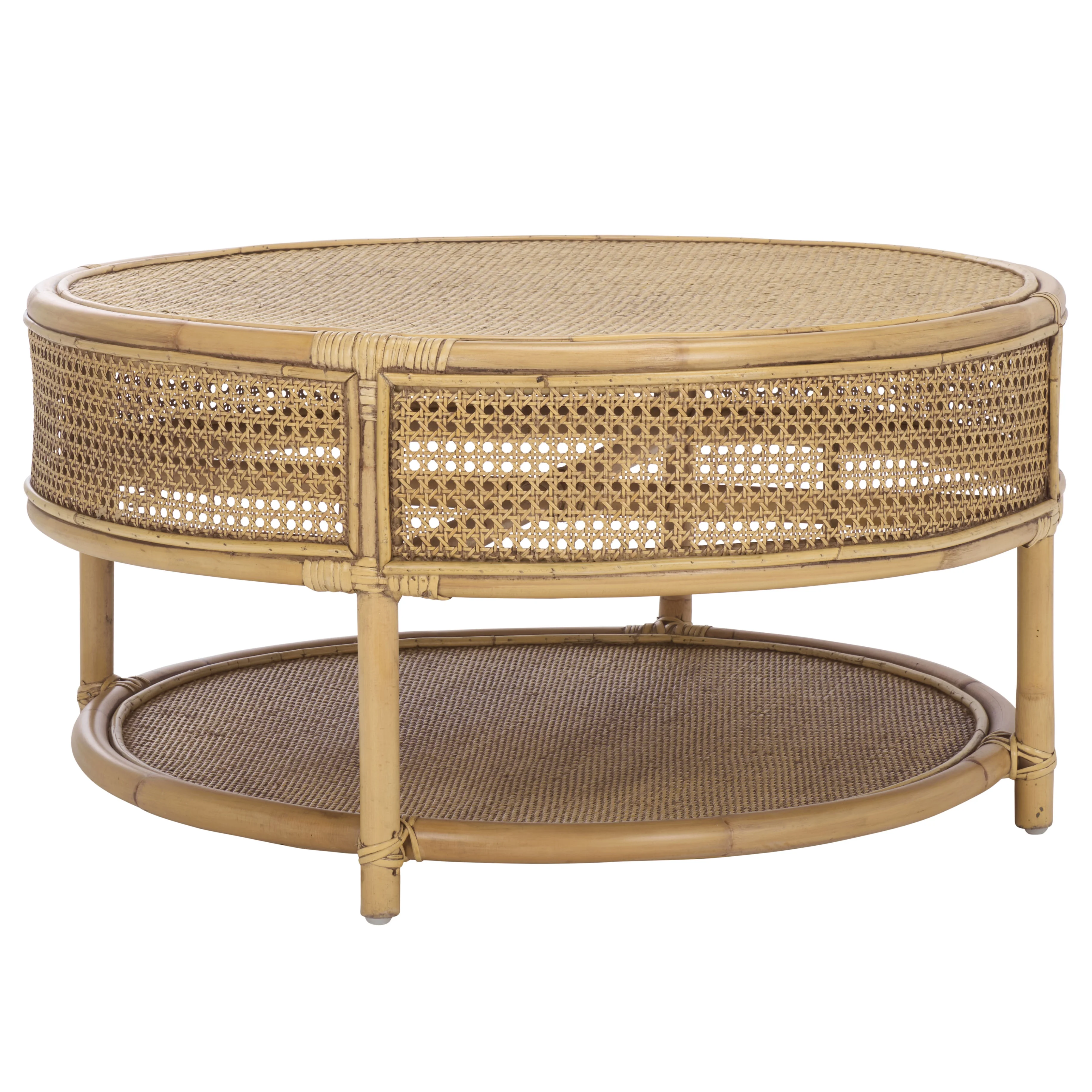 SAFAVIEH Modern Round Rattan Coffee Table, Natural - Image 14