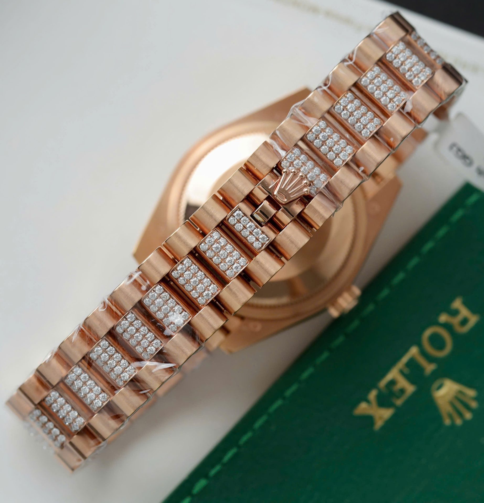 Rolex DateJust Women Dial Chocolate Copies Watches Custom Moissanite Diamonds + 18K Gold Wrapped 31mm - Elite Watch Atelier