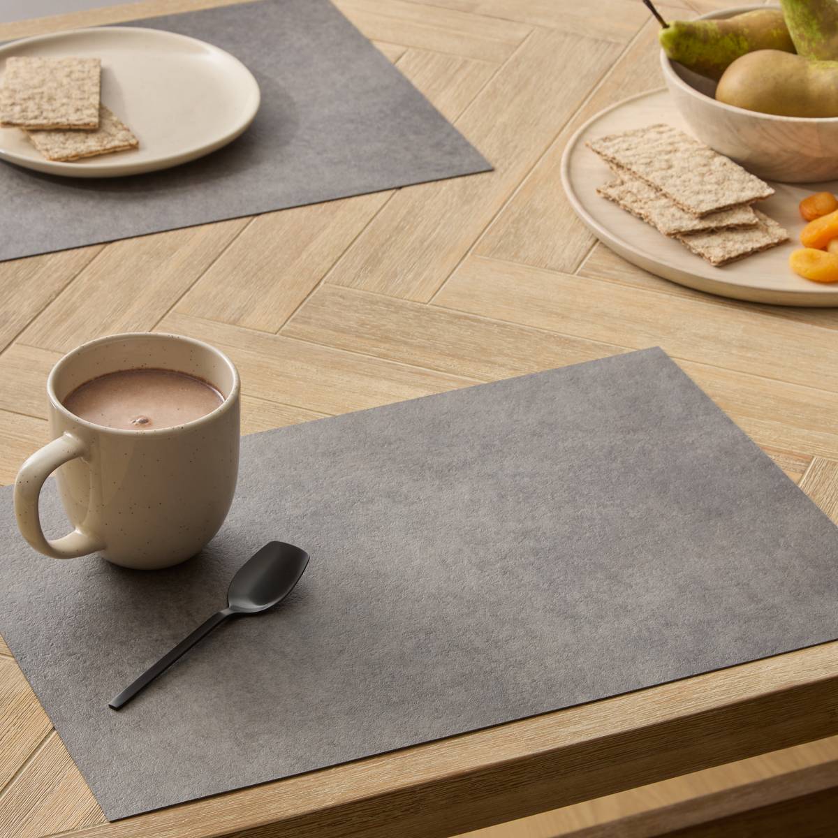 Set of 6 placemats PVC - Polyvinyl chloride, 45x30 cm, Gray