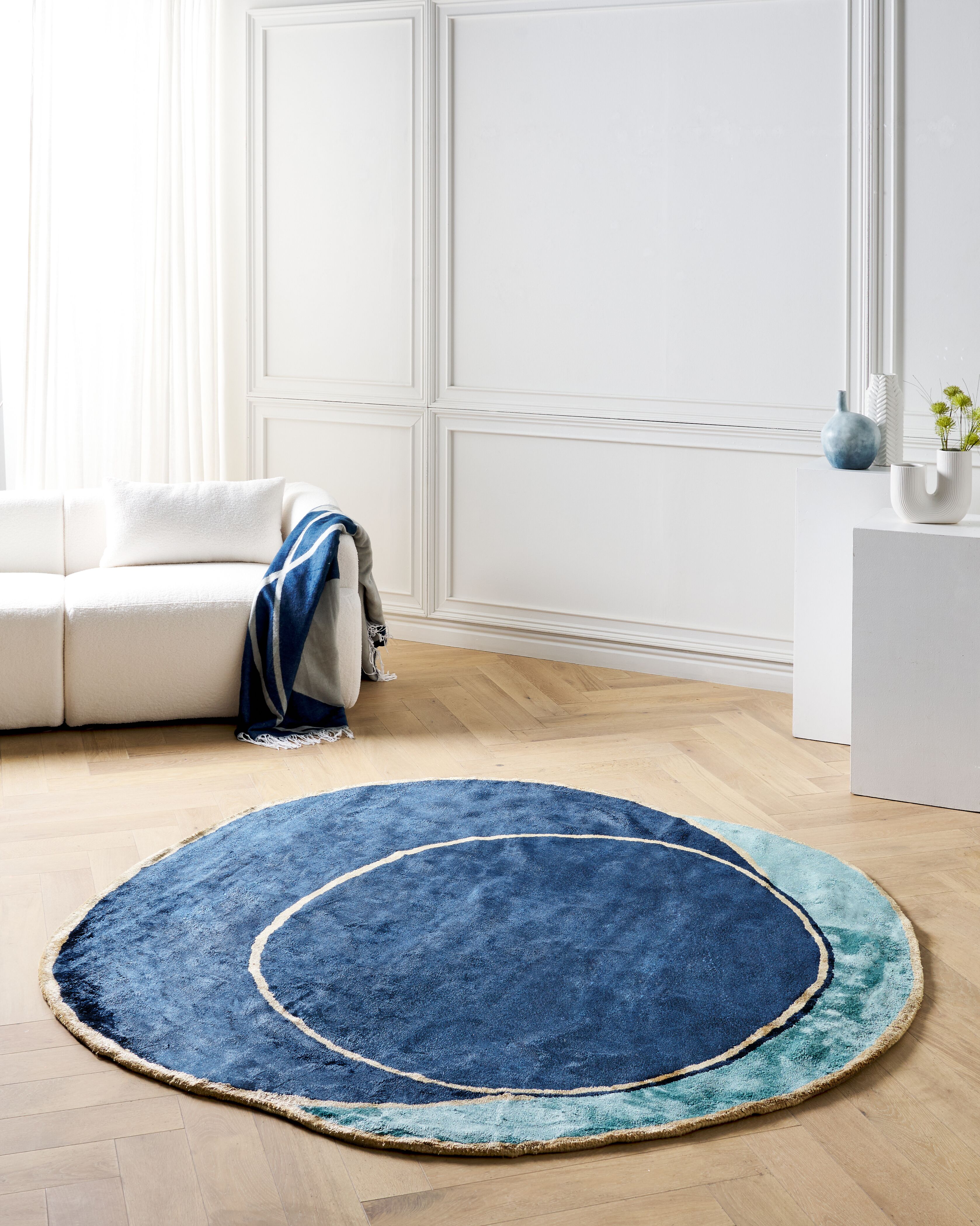 Rug KANRACH Navy Blue 200 x 200 cm Viscose