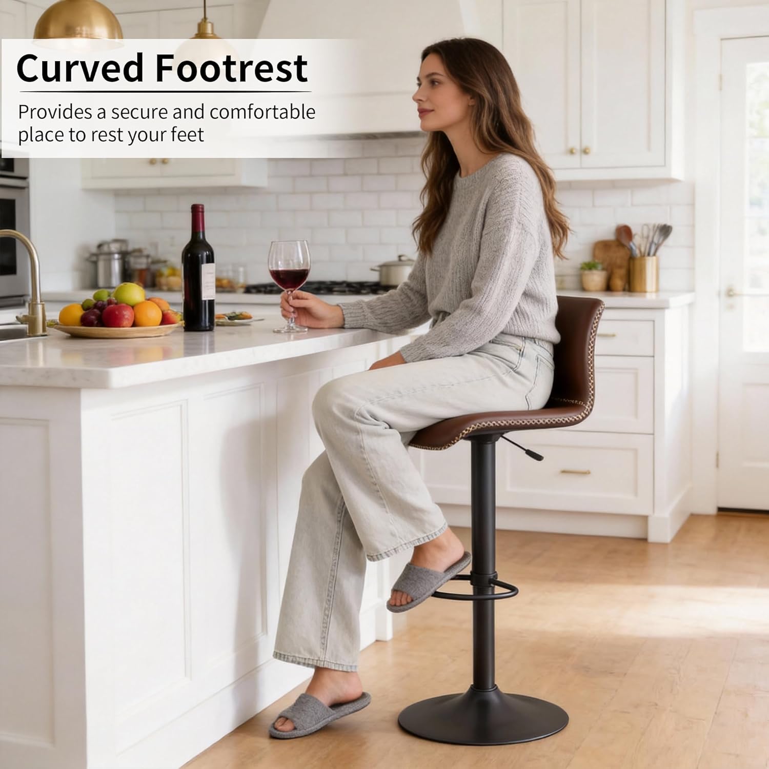HeuGah Swivel Bar Stools Set of 4, Counter Height Bar Stools with Back, Adjustable Bar Stools 24