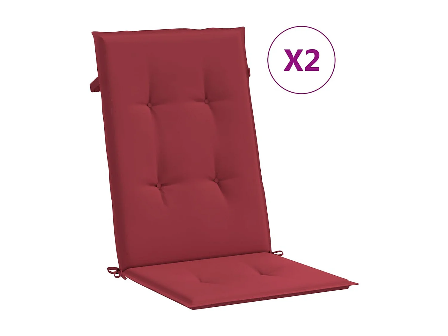 Coussins de chaise de jardin à dossier haut lot de 2 bordeaux