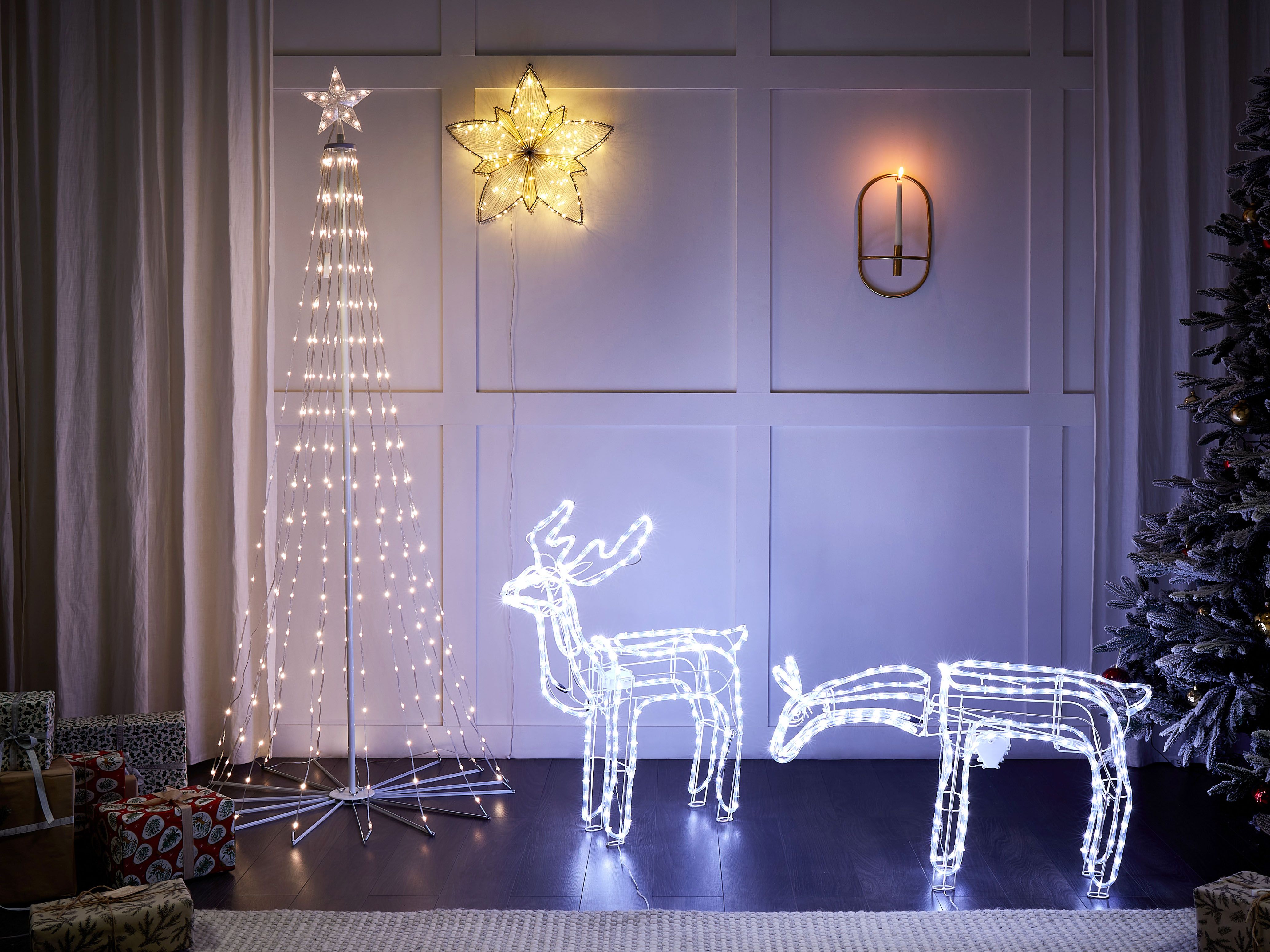 Outdoor Decoration LED KRISTNES Animated Roe Deer 53 cm White