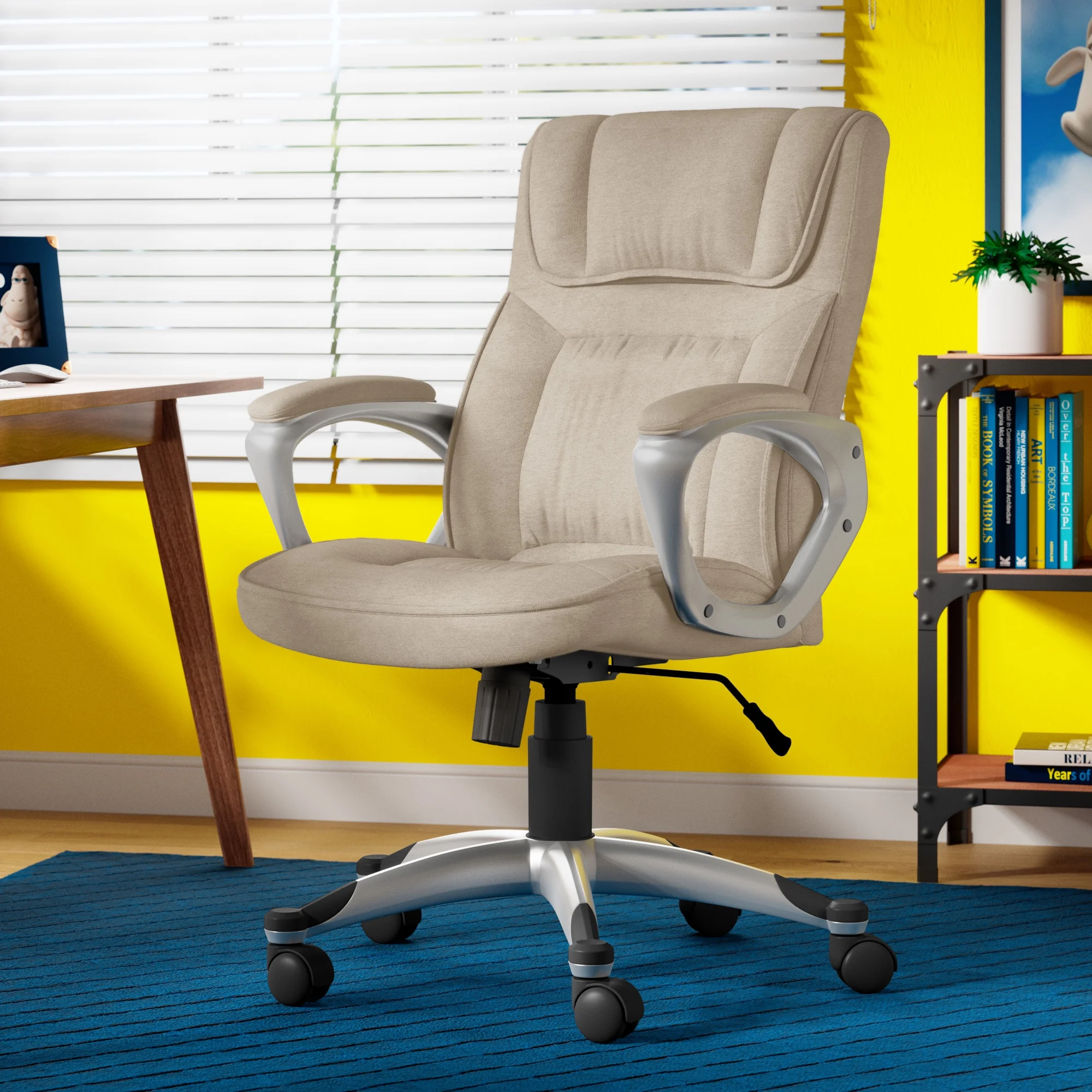 Serta Hannah Office Chair in Fawn Tan Linen Metallic Finish