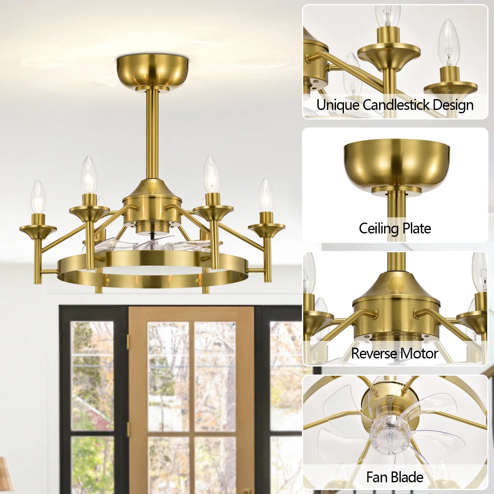 Maxax Candlestick Ceiling Fan with Light, 21" White Vintage Ceiling Fan with Remote Control, 6 Speeds Reversible Timing Ceiling Fan for Bedroom, Living Room - Image 15