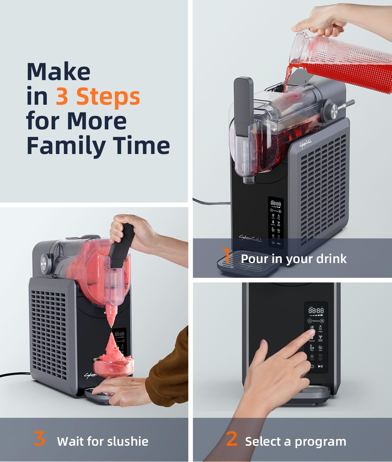 Slushie Machine,24-Hour Delay Start&Cold Retention, 68 oz Slushy Machine with Self-Cleaning Function, Frozen Drink Maker with 5 Preset Programs,Frozen Margaritas, Frapp??s, and More
