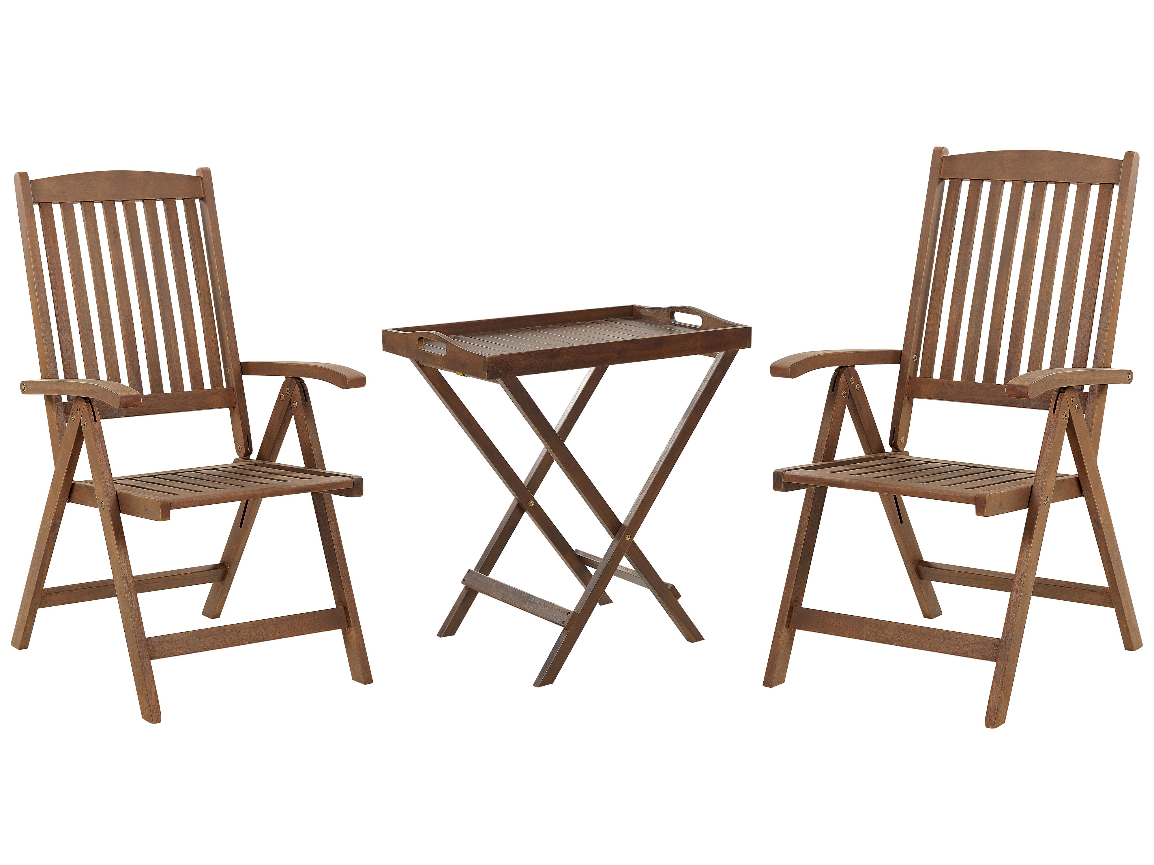 Bistro Set Folding AMANTEA Acacia Wood Dark Brown