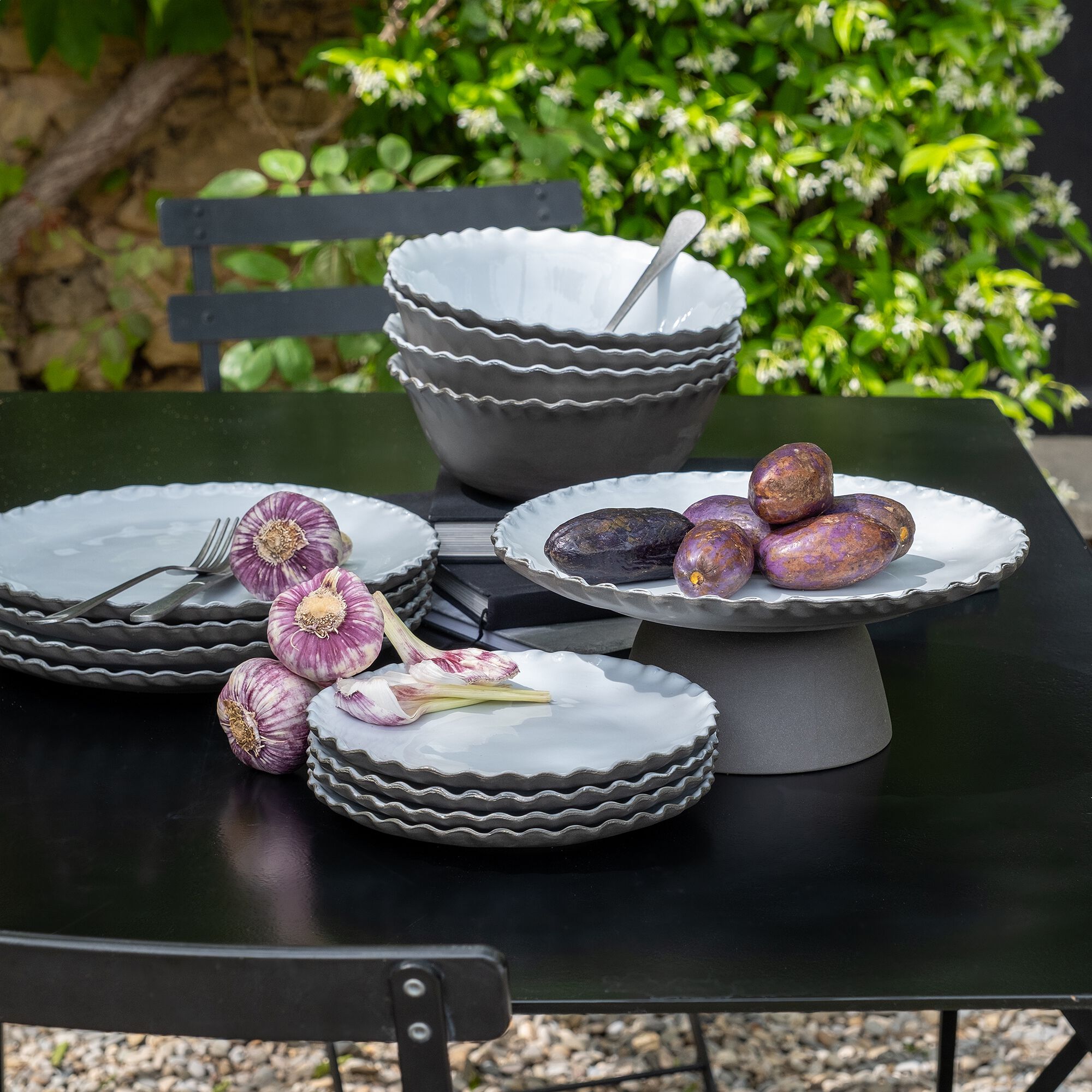 ONDULA - Assiette à dessert en grès D20cm - blanc
