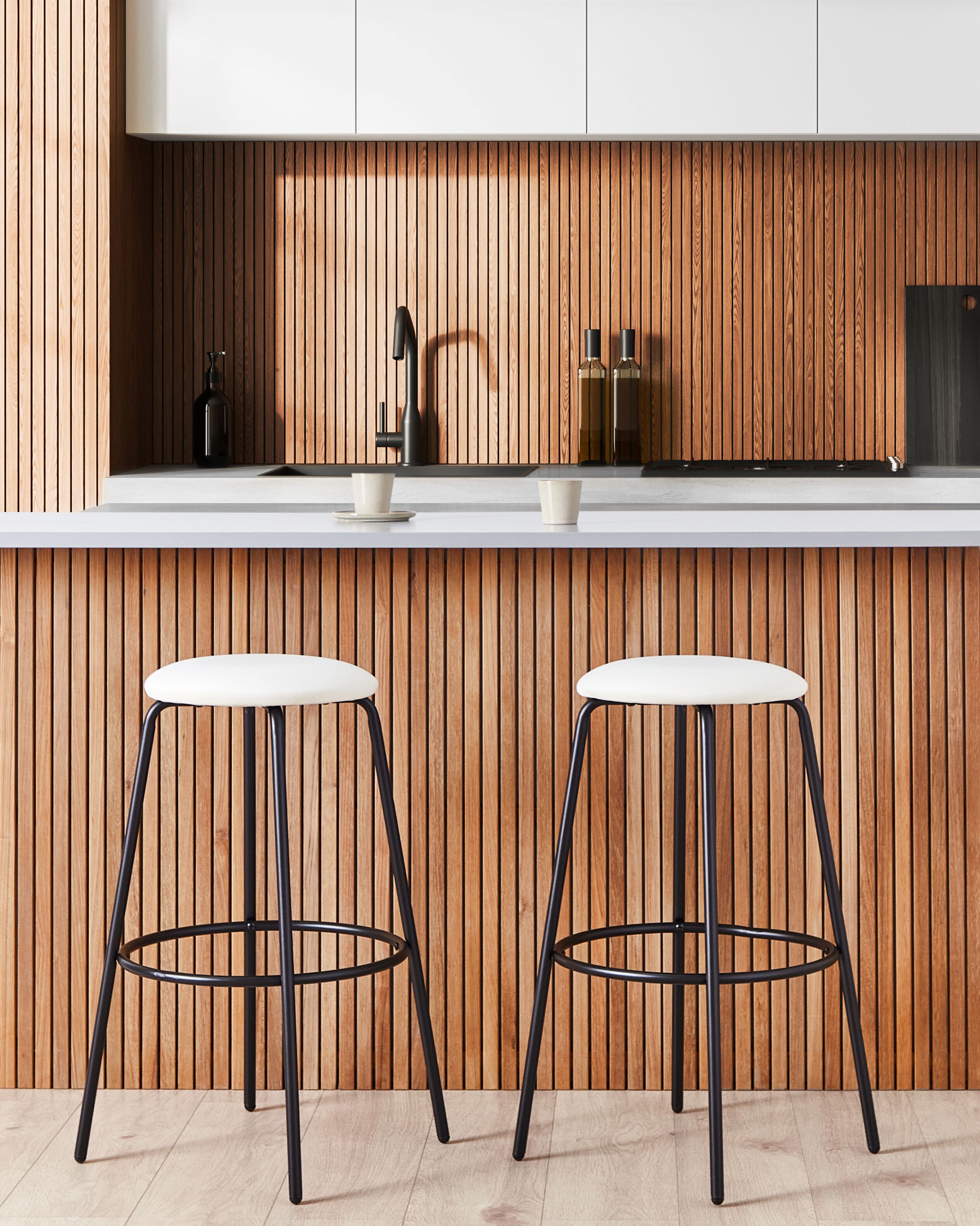 Set of 2 Bar Chairs MORTON Velvet Off-White