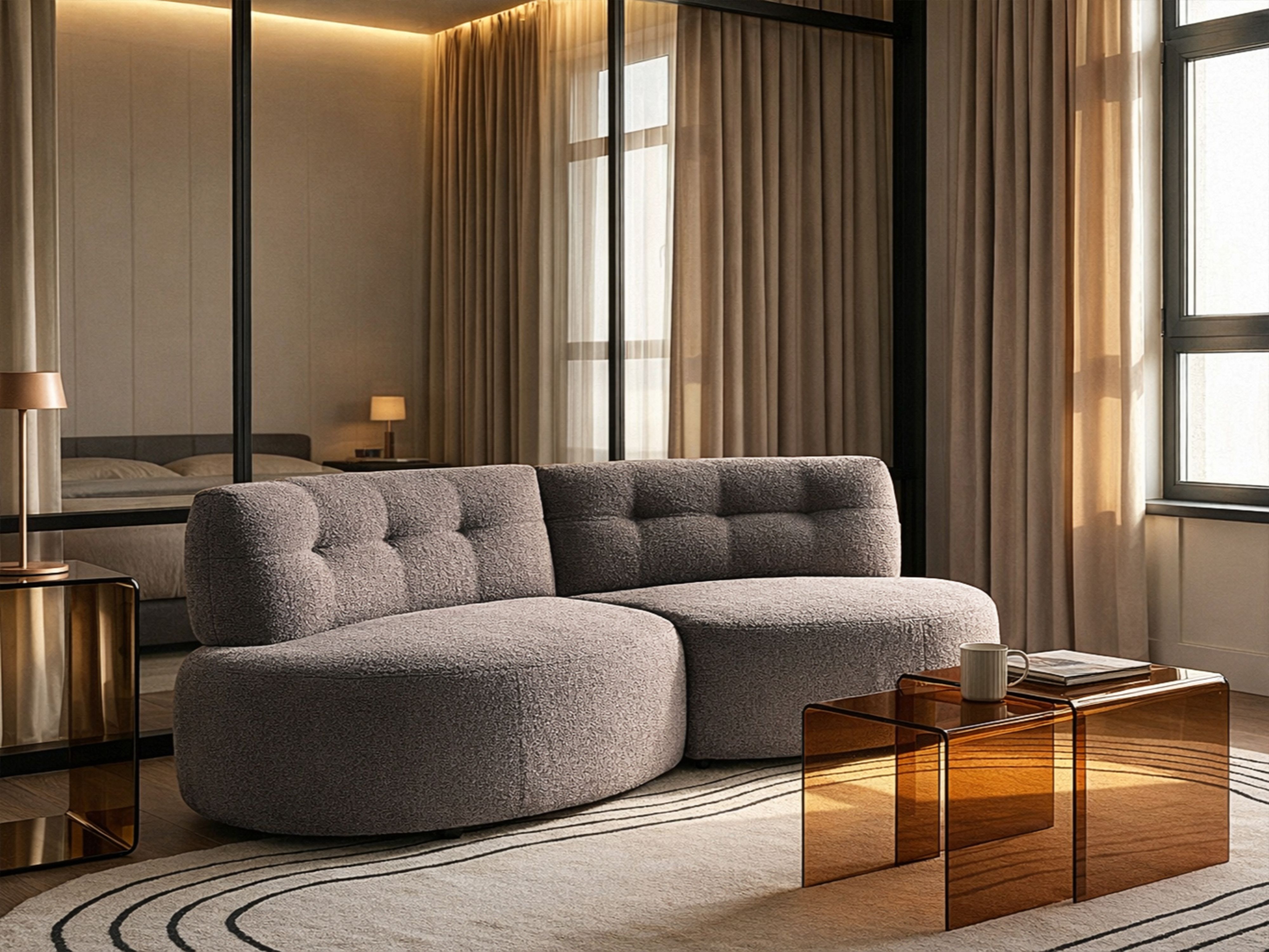 Sofa 3 Seater LAERDAL Boucle Taupe