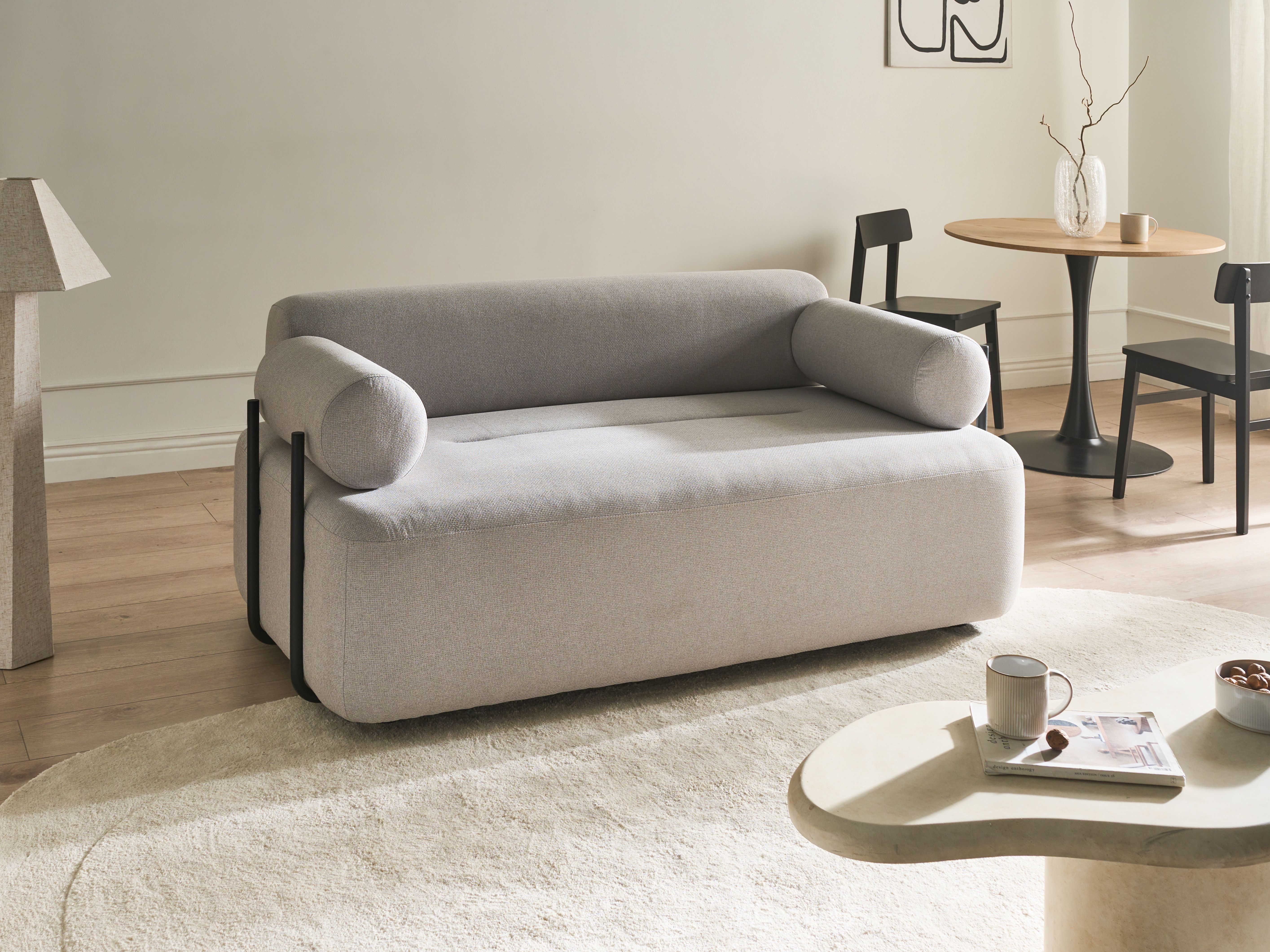 Sofa 2 Seater ELVA Fabric Light Grey