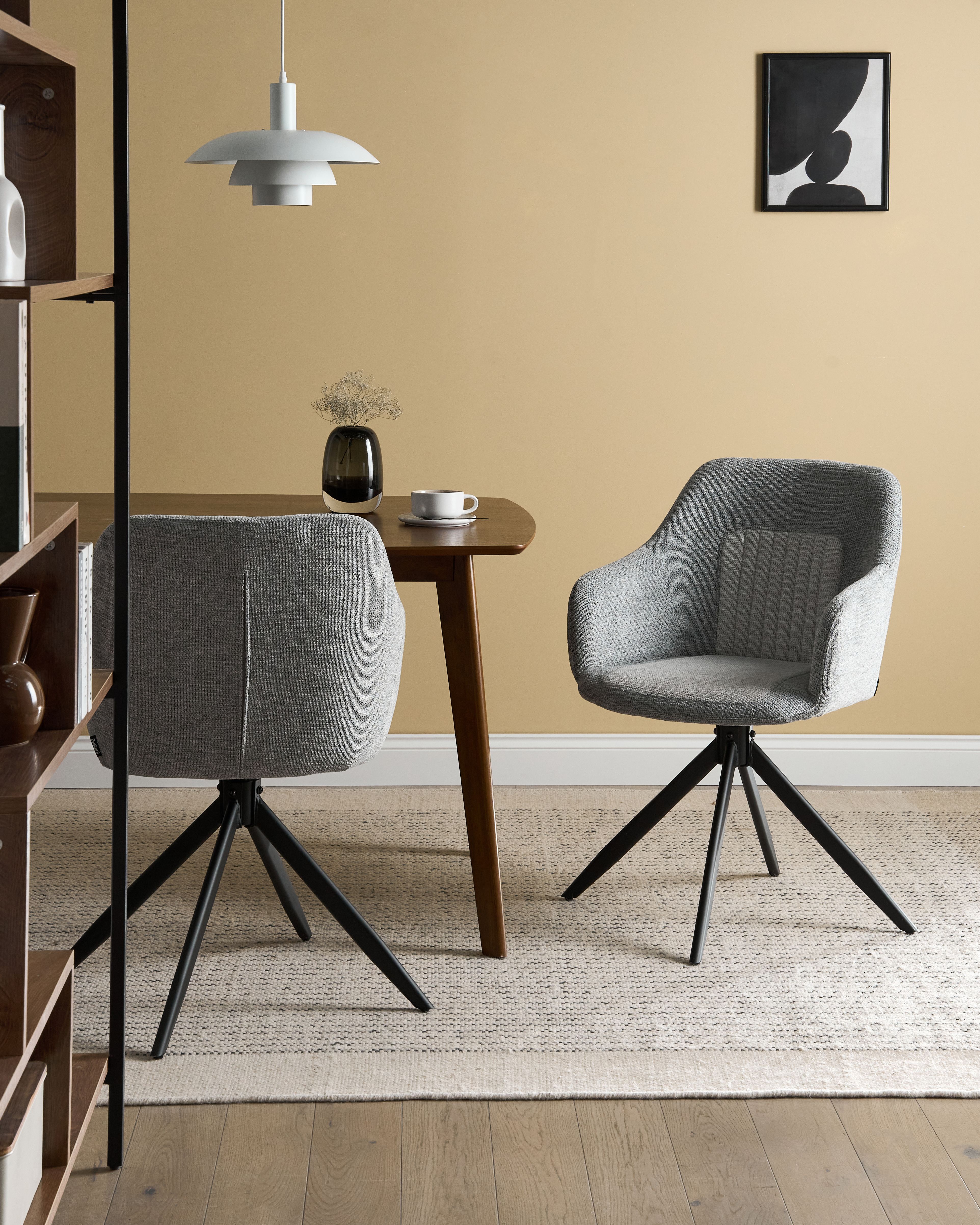 Set of 2 Dining Chairs Swivel LIKELY Fabric Grey