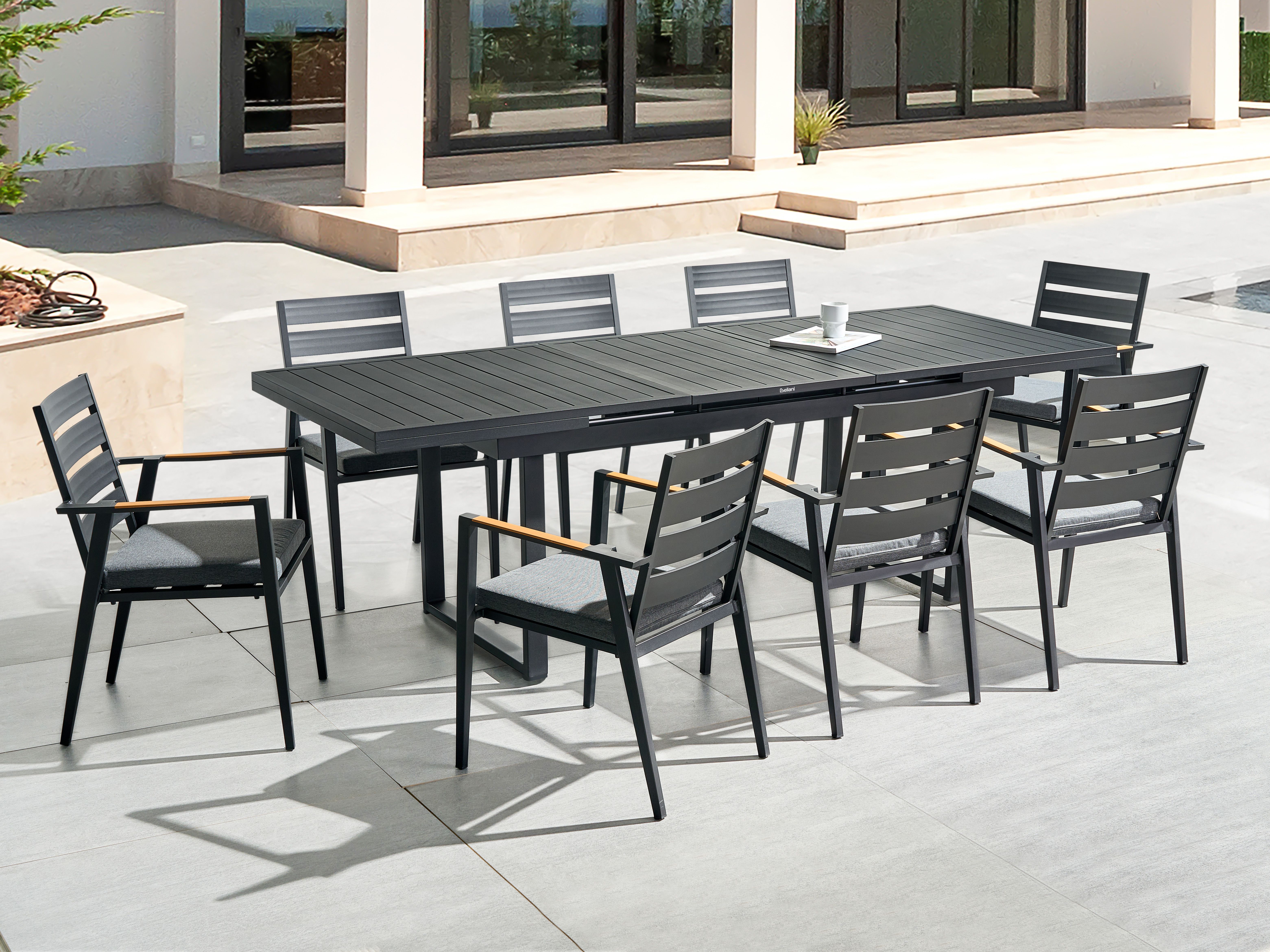 Extending Garden Dining Table VALCANETTO 180/240 cm 90 cm Metal Black