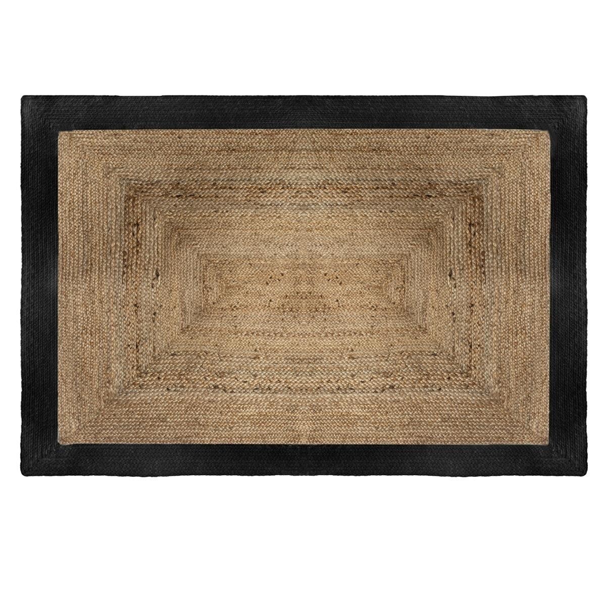 Rug, jute with black edge Jute, Black, 120x170 cm