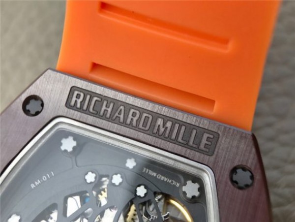 Replica Richard Mille RM011 Felipe Massa RG Chrono Brown Skeleton Dial Orange Rubber Strap A7750 - Top club