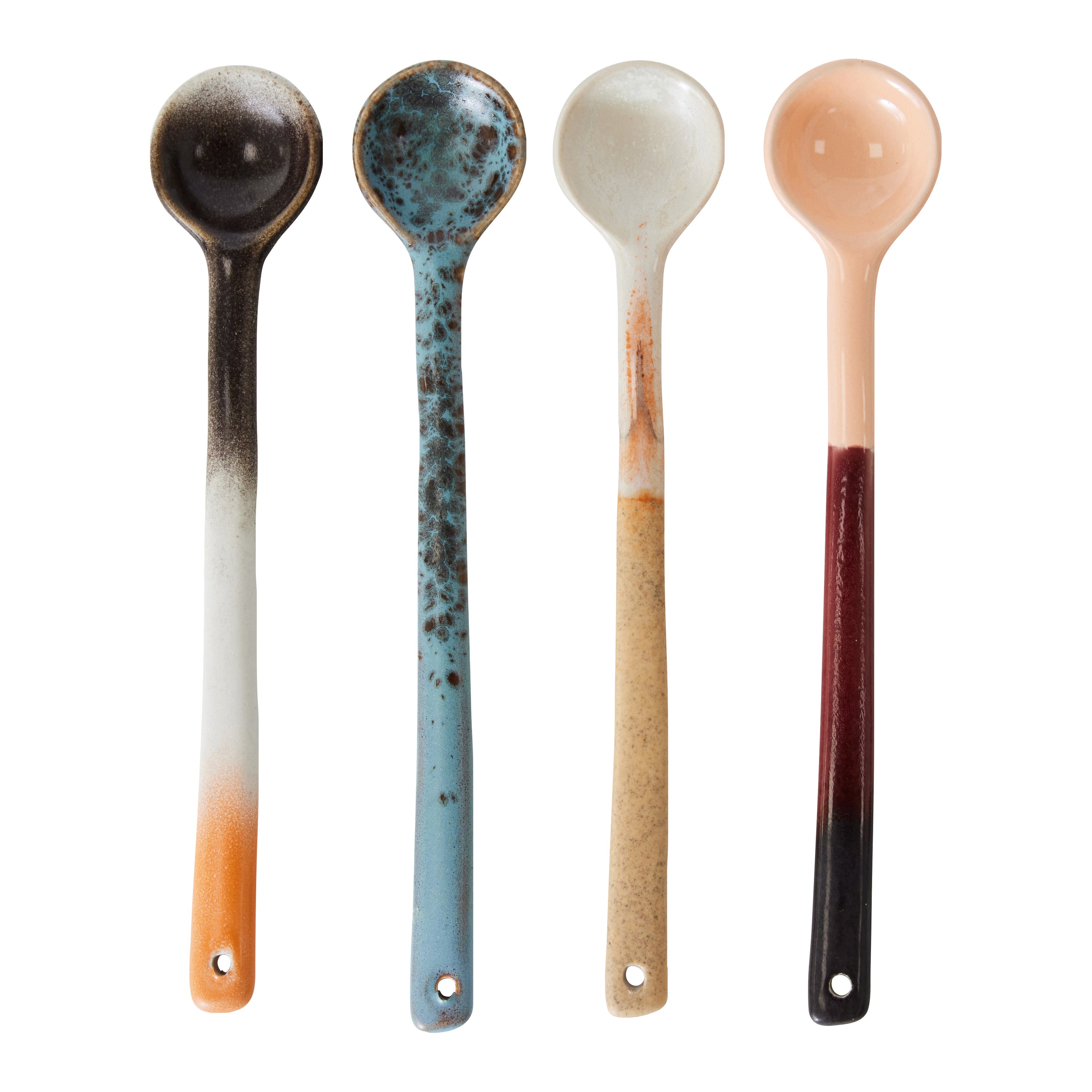 HKliving 70's Ceramics Lepels Set van 4 - L 16,5 cm - Breeze