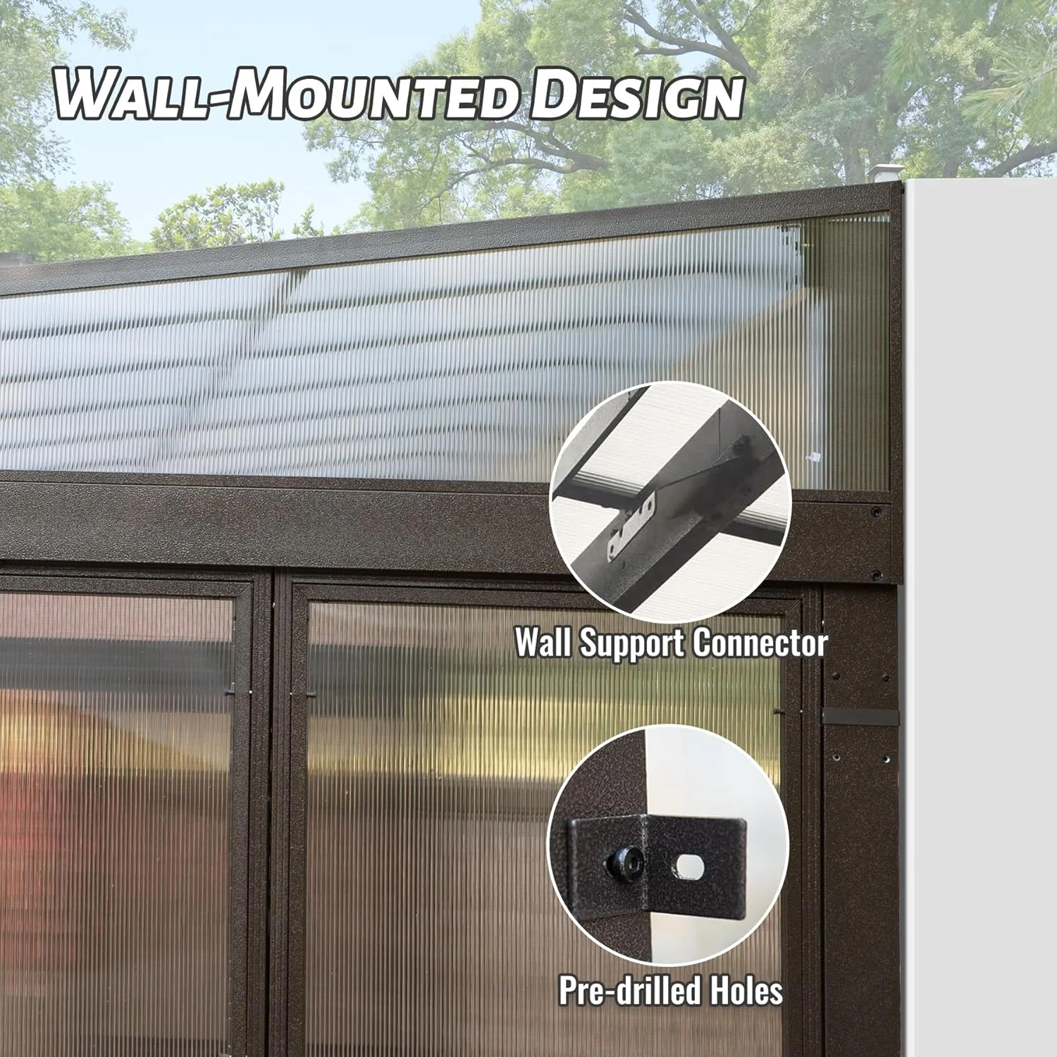 TOTAL Outdoor 10'x12' All-Season Sunroom Gazebo with Steel Roof, PVC Screen, Front & Side Door, Brown - Image 28