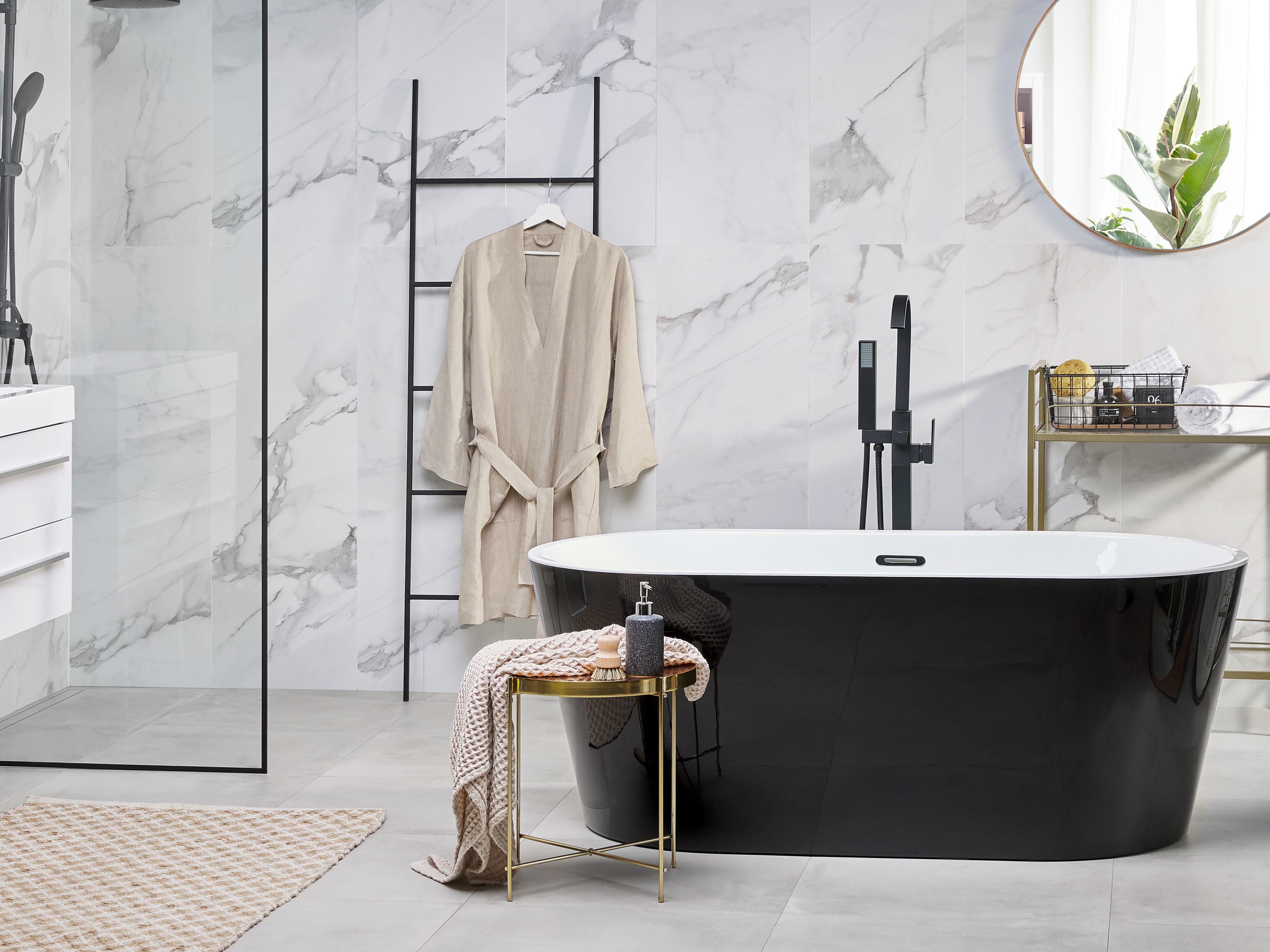 Freestanding Bathtub HAVANA 1700 x 730 mm Black/ White