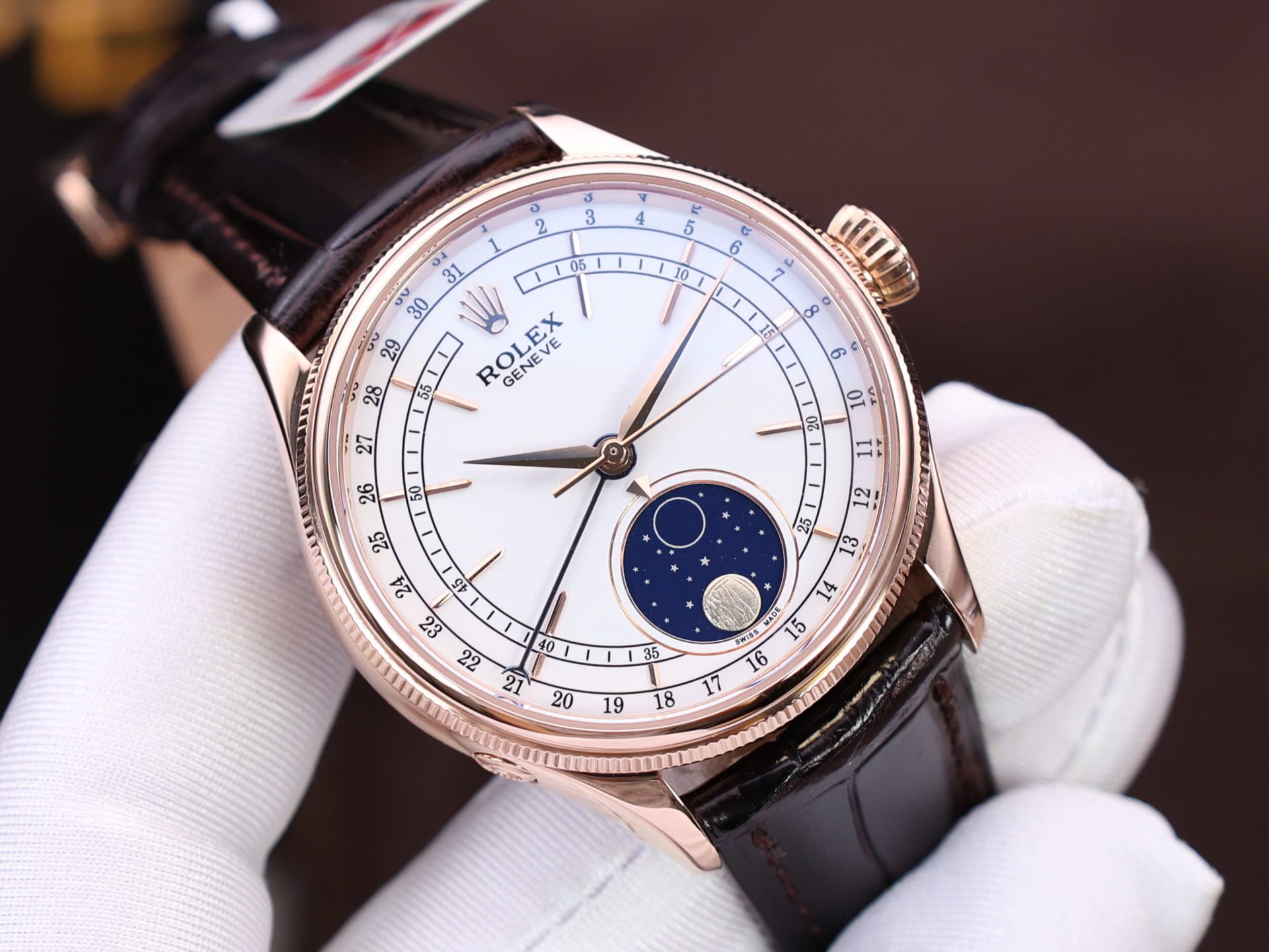 Rolex Cellini Moonphase Replica Watch Gold Wrapped KZ Factory 39mm - Top club