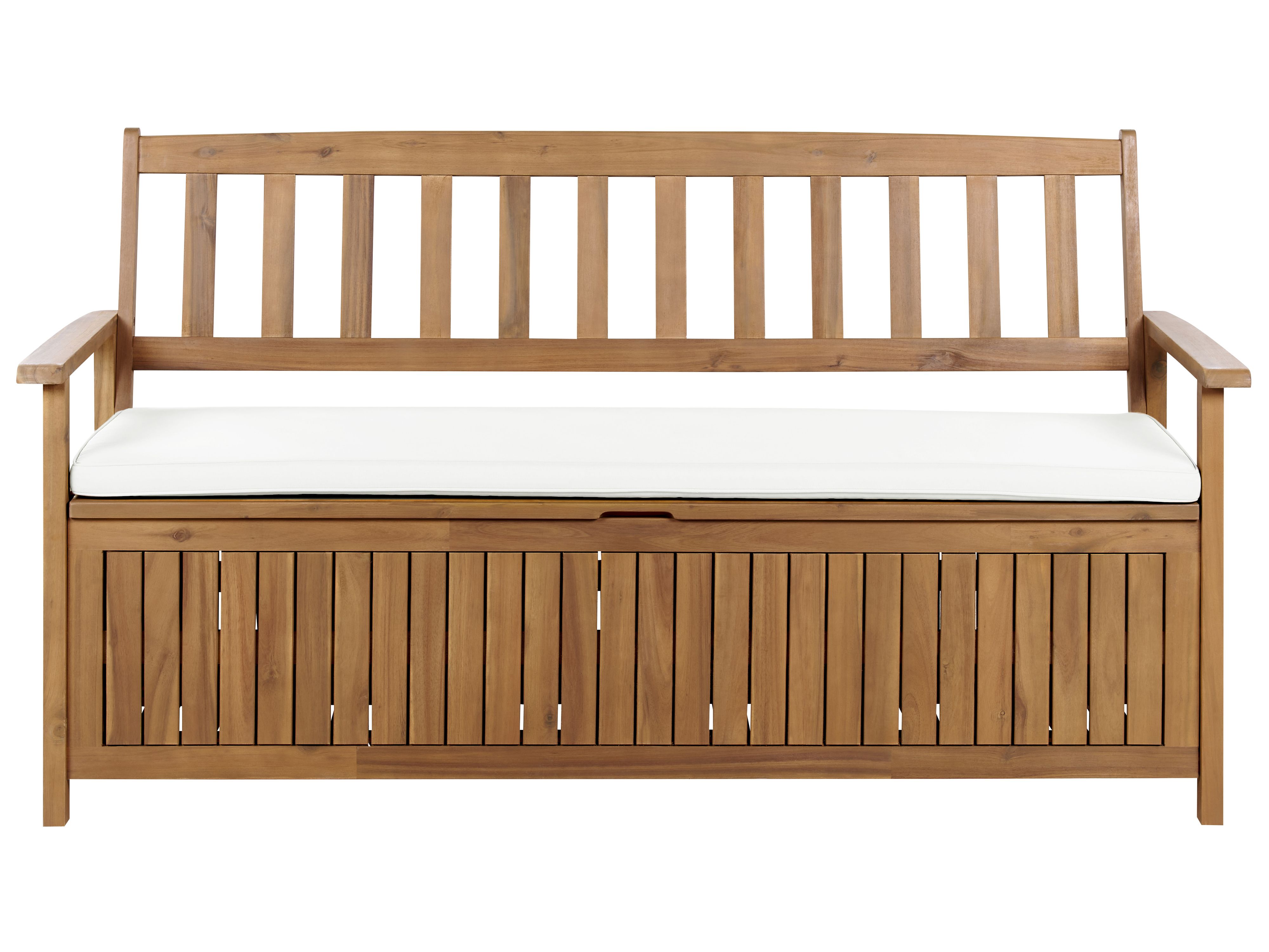 Garden Bench with Cushion SOVANA 160 cm Acacia Wood Off-White
