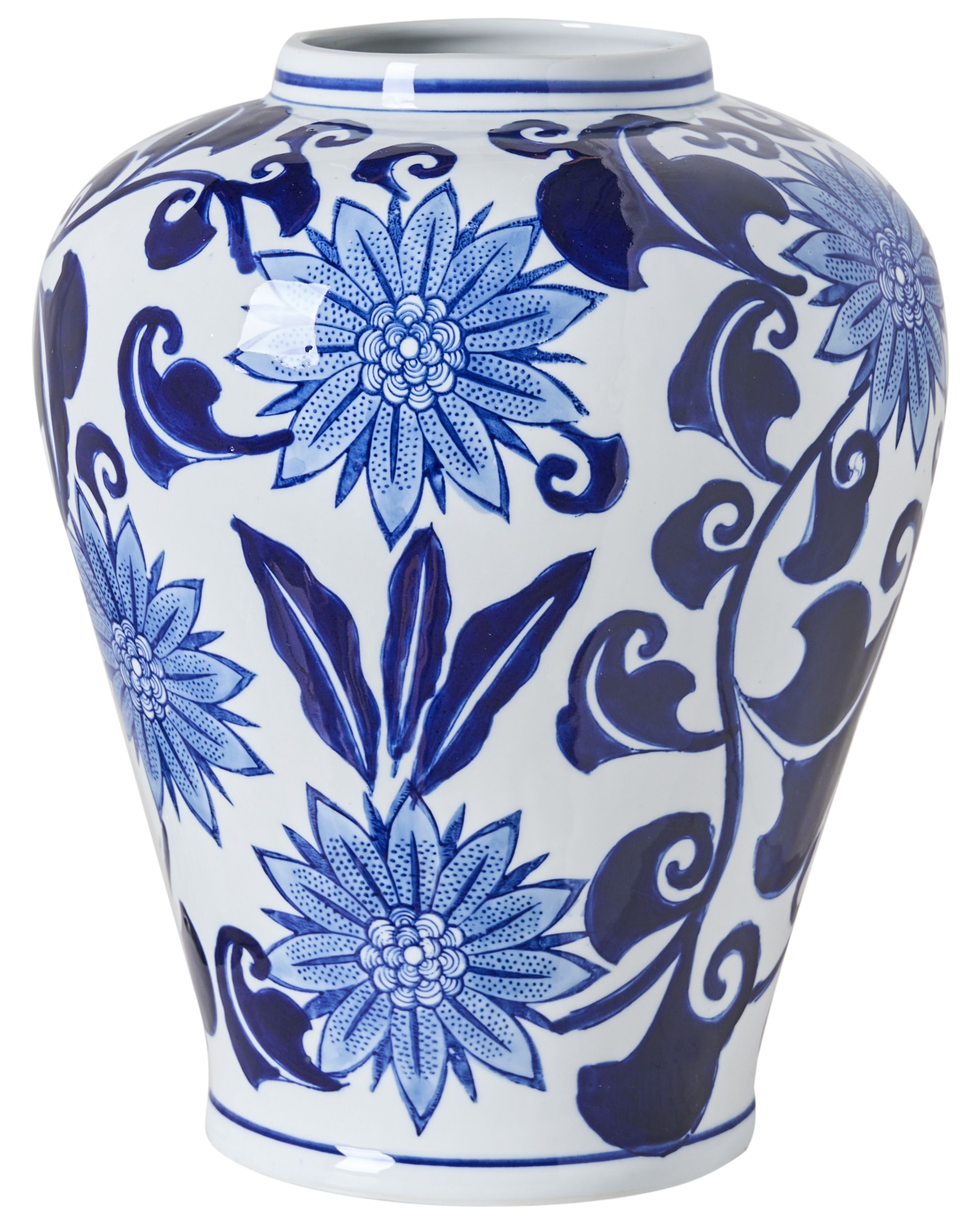Flower Vase GIRONA Porcelain 35 cm White/ Blue