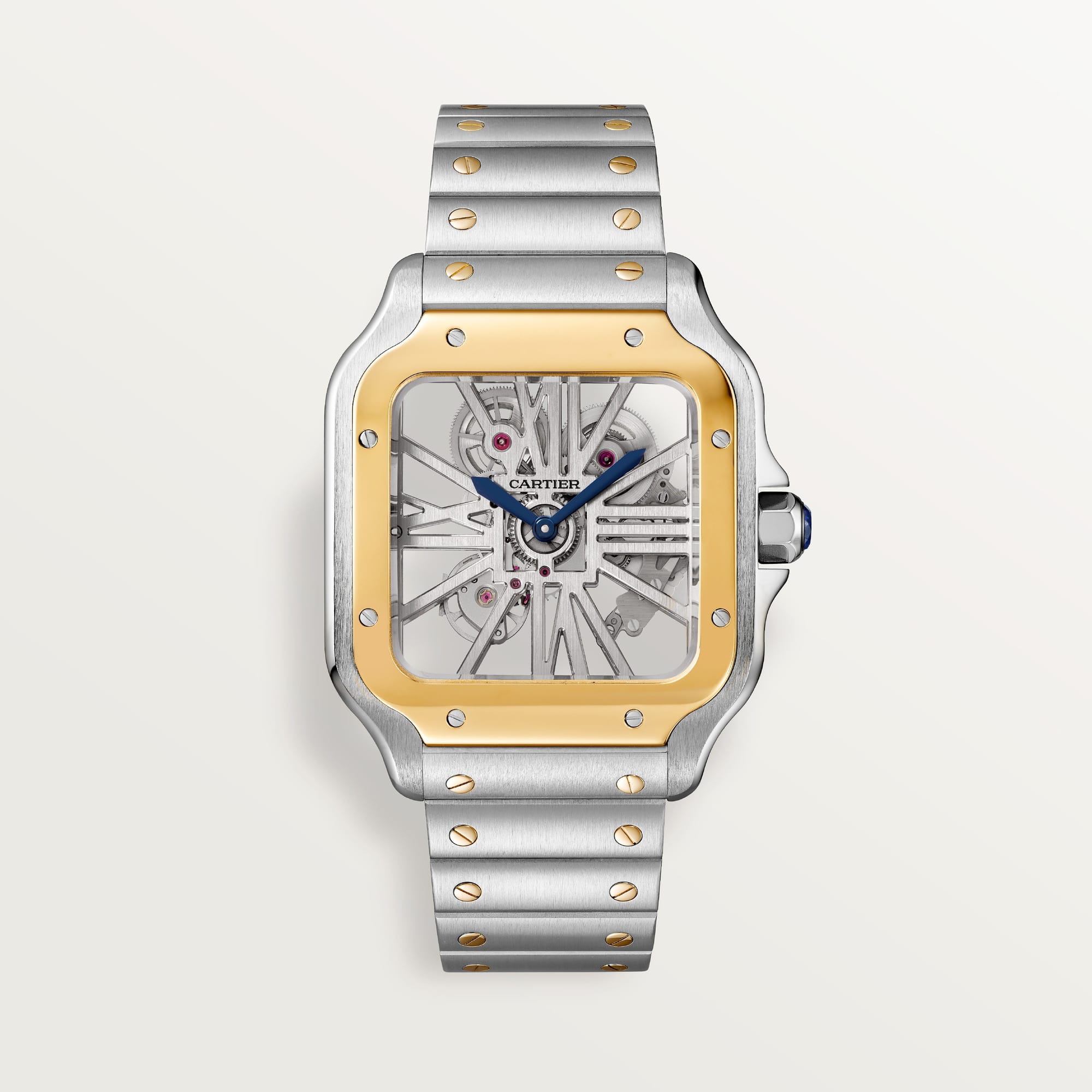 fake cartier watch Santos Skeleton watch large model Manufacture mechanical movement with manual winding caliber(1:1 replica) - Elite Watch Atelier