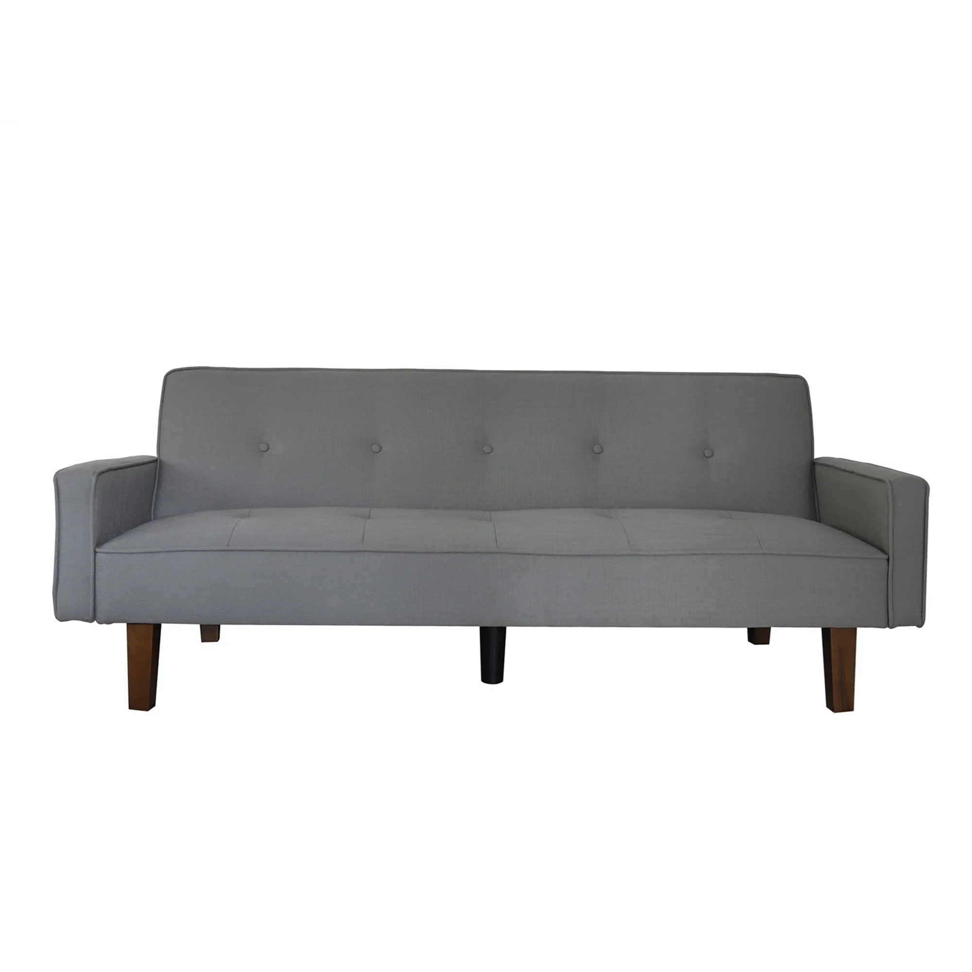 Aukfa Linen Square Arm Futon Convertible Sofa Bed for Home Office, Tufted Back, Gray