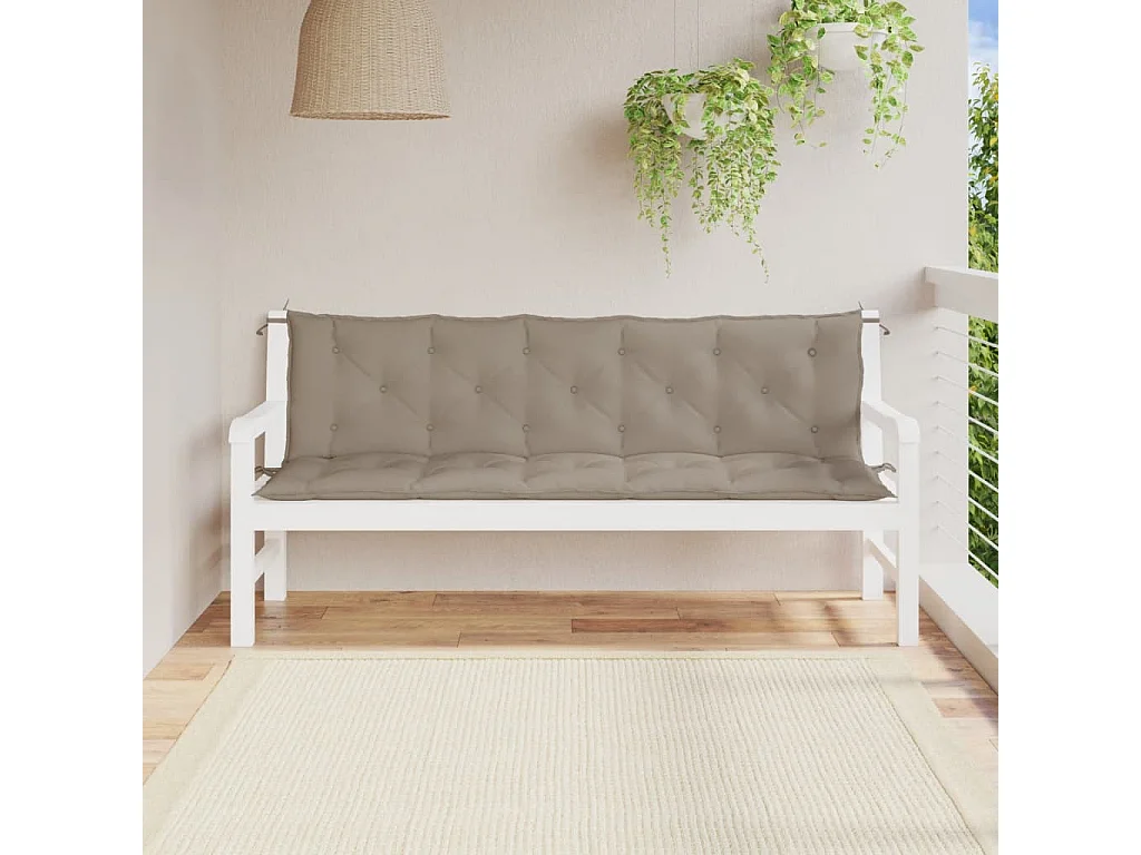Coussins de banc jardin lot de 2 taupe 180x50x7 cm tissu Oxford