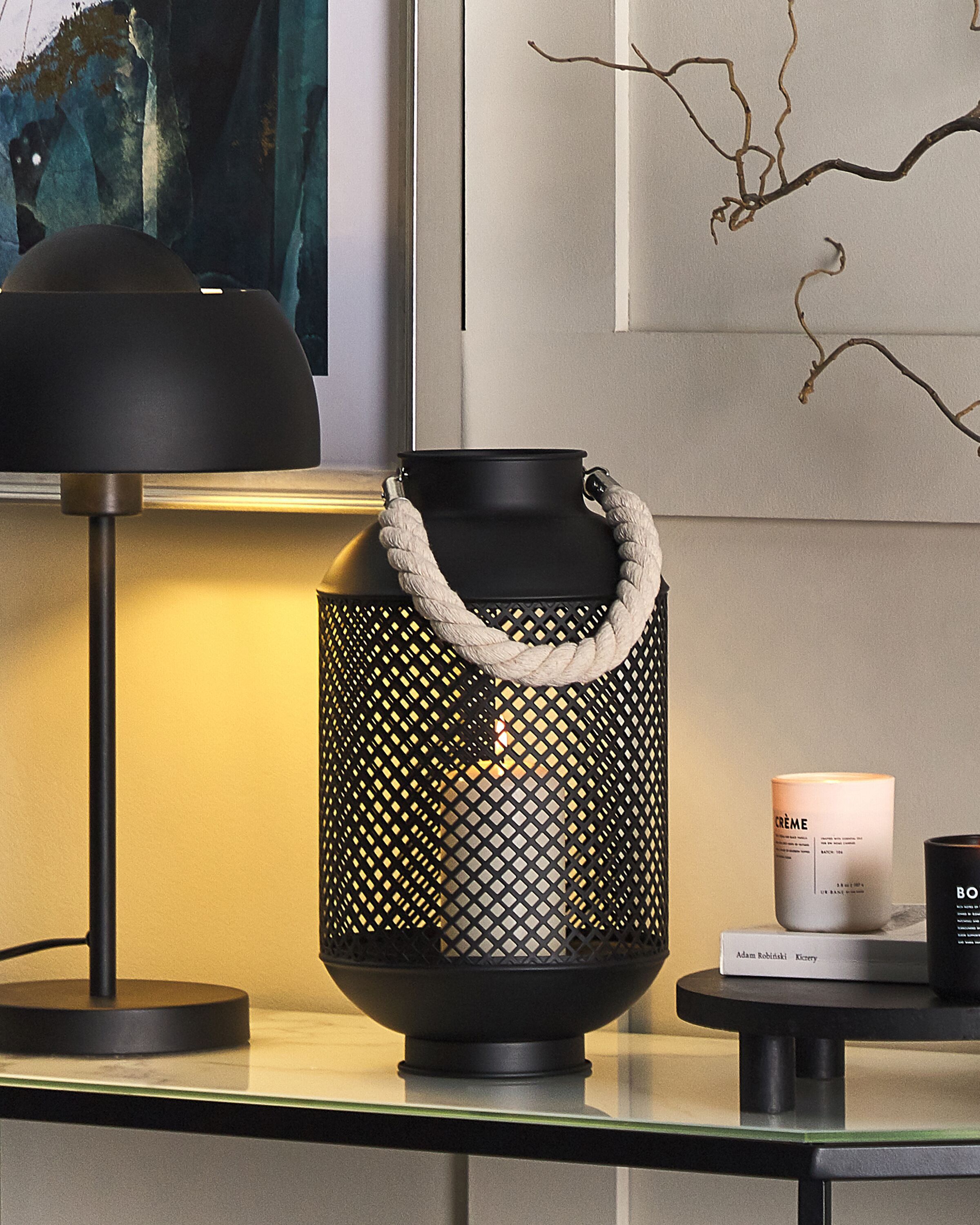 Lantern CORON Metal 34 cm Black