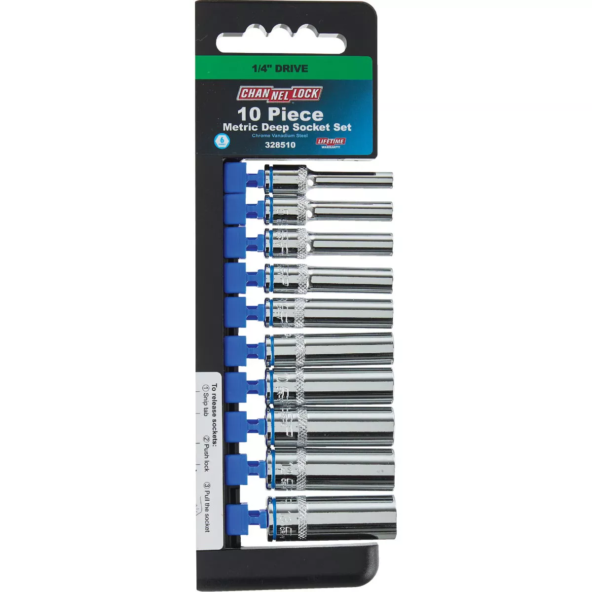 Channellock Metric 1/4 In. Drive 6-Point Deep Socket Set (10-Piece)