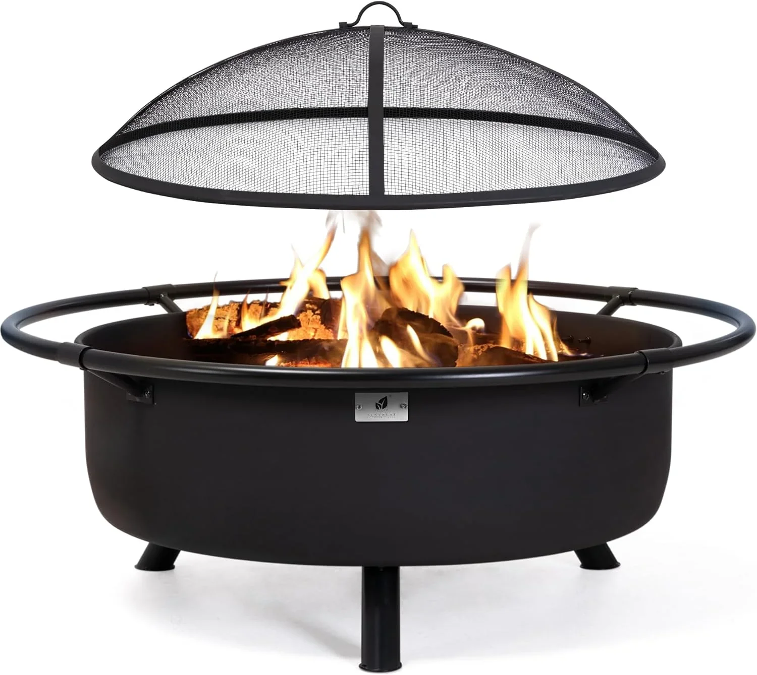 SUNCREAT 42-Inch Wood Burning Patio Fire Pit, Black, 42.1 Inch Diameter x 25.2 Inch High - Image 2 SUNCREAT 42-Inch Wood Burning Patio Fire Pit, Black, 42.1 Inch Diameter x 25.2 Inch High - Image 2