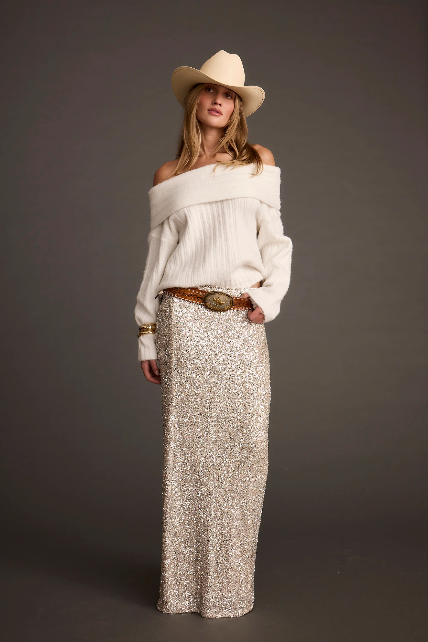Pamela Ivory Off the Shoulder Sweater