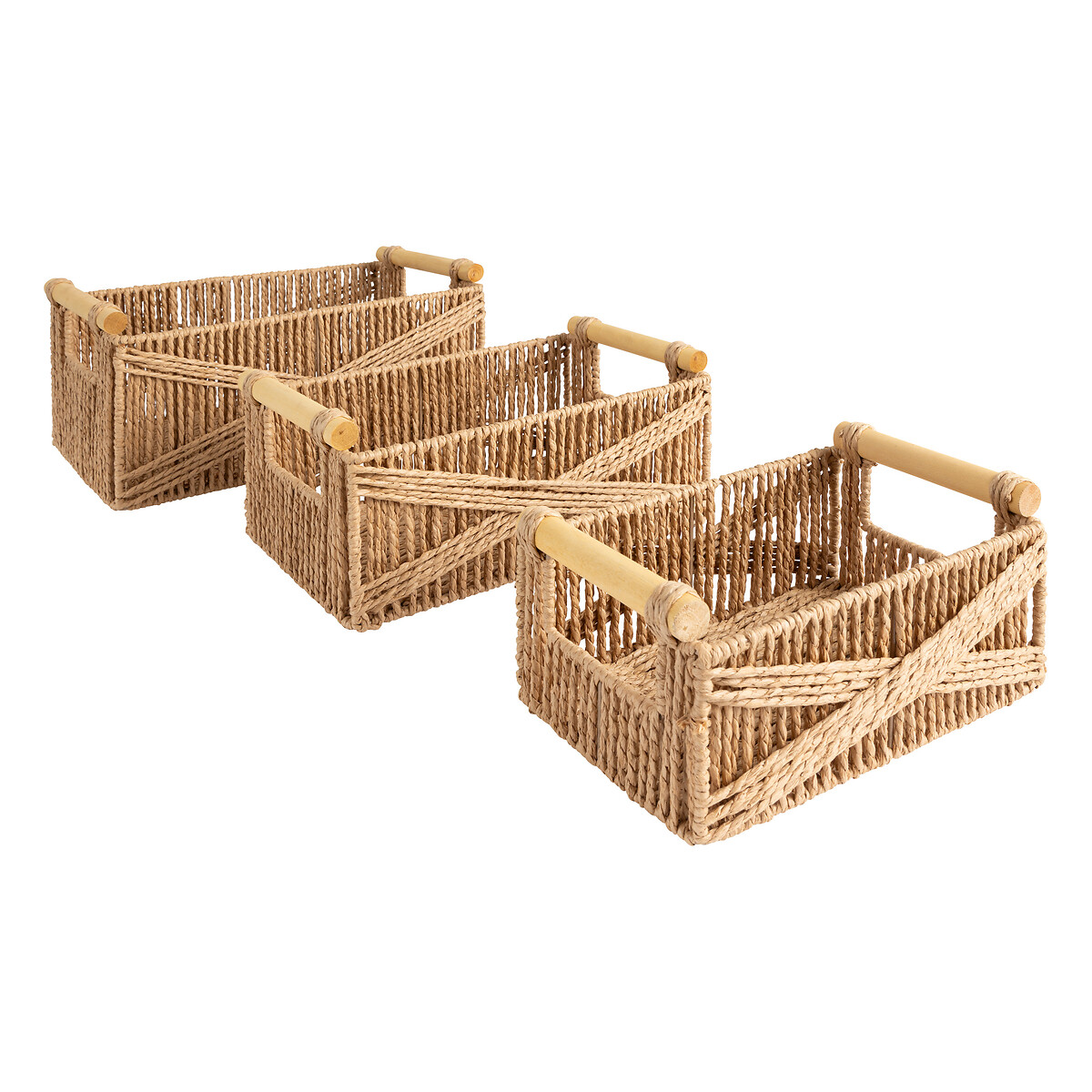 Set of 3 storage cases "Eug&egrave;ne" Beige, L.26/31/36 cm