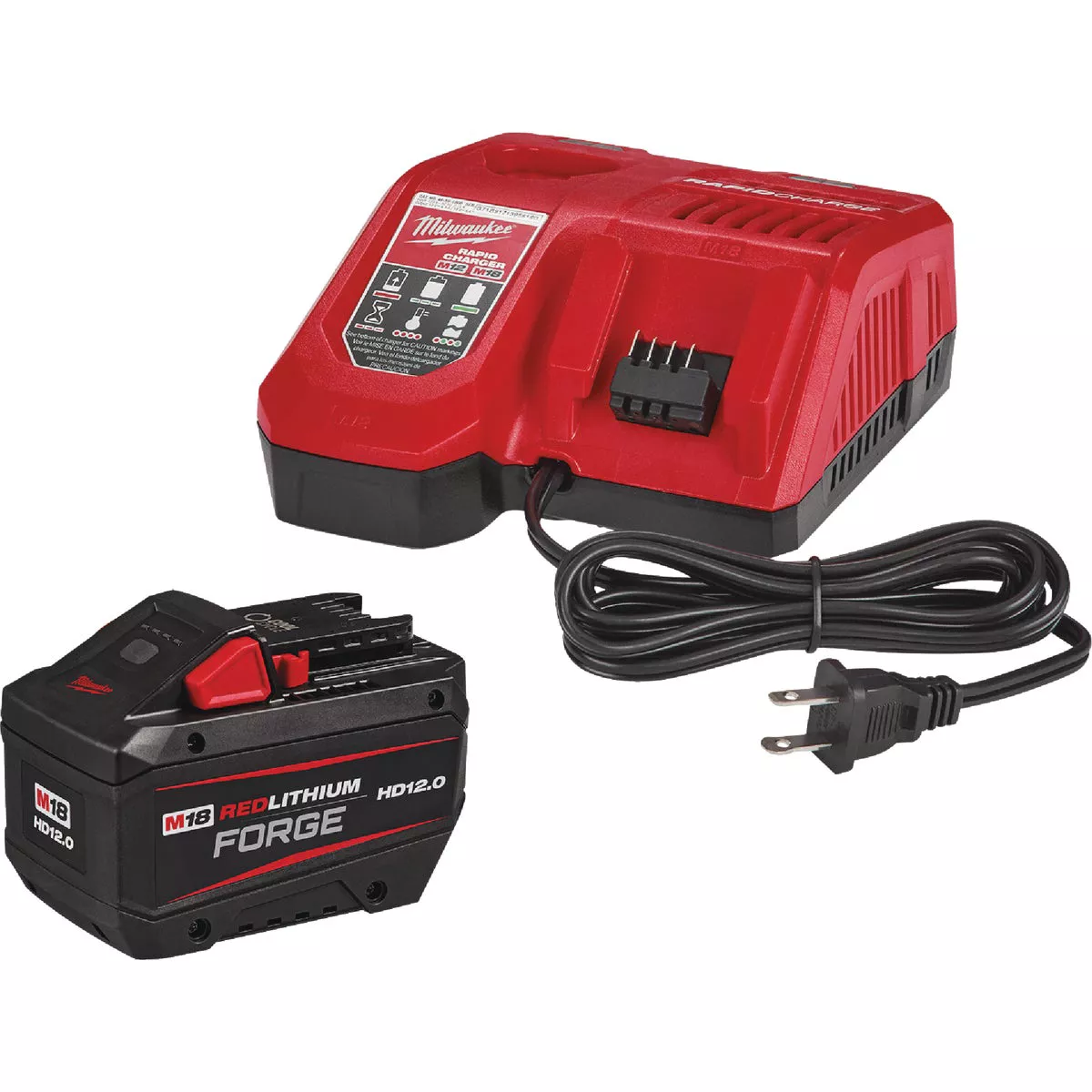 Milwaukee M18 REDLITHIUM FORGE Lithium-Ion High Output HD 12.0 Ah Battery Pack & Charger Starter Kit