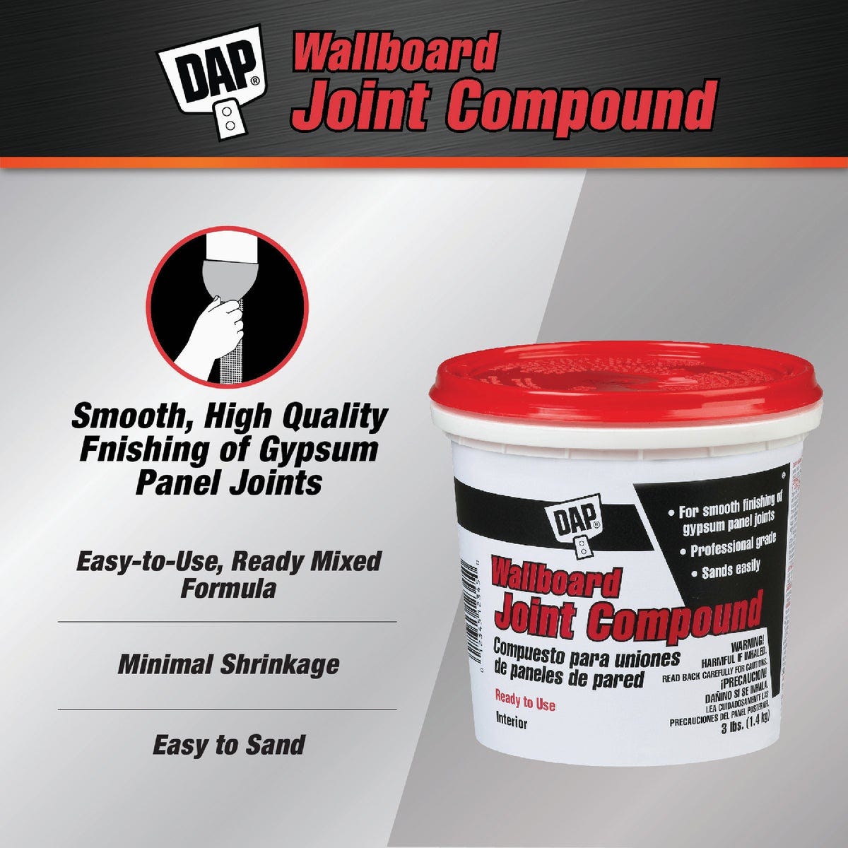 Dap 3 Lb. Pre-Mixed Latex Wallboard Drywall Joint Compound