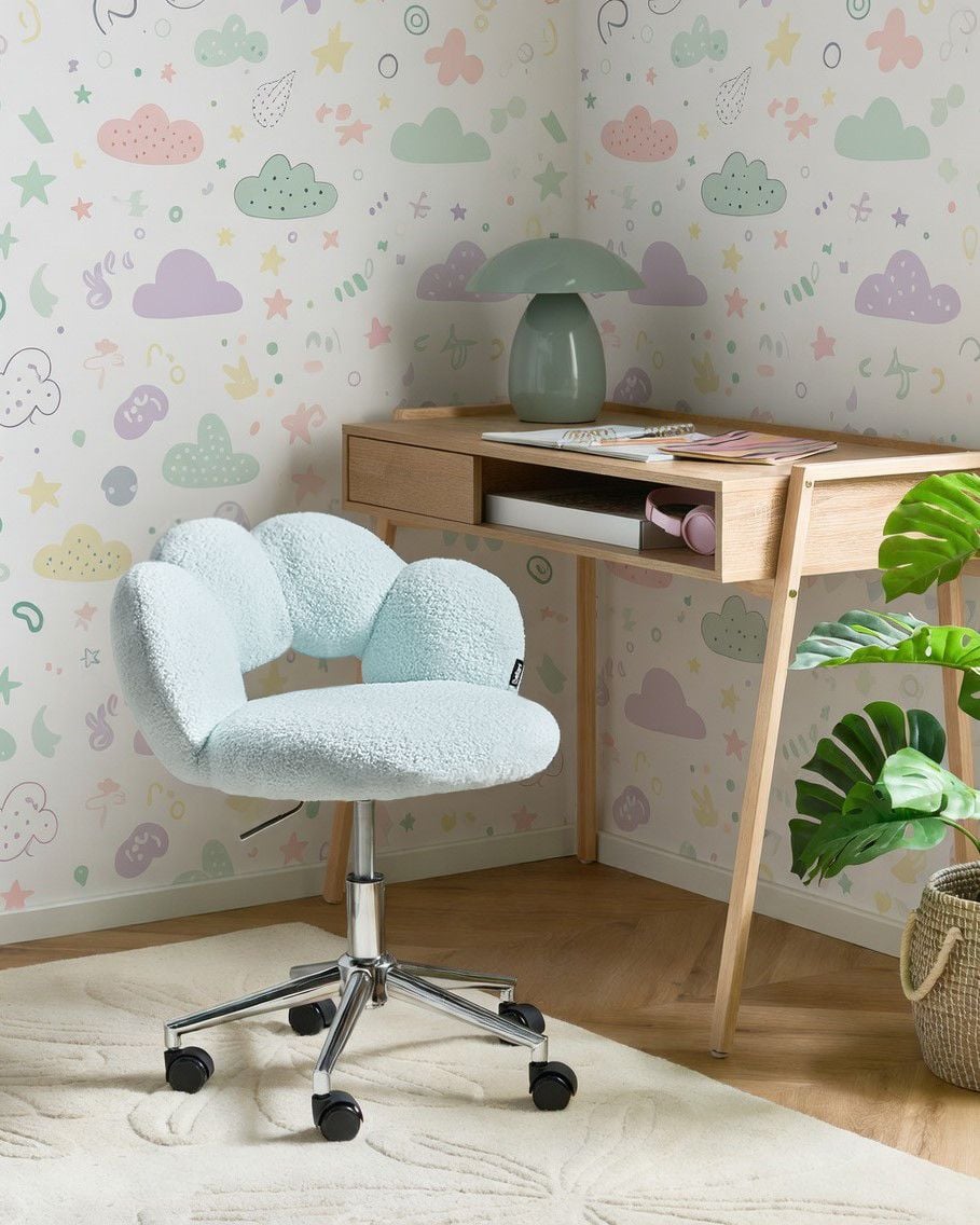 Desk Chair WHIZZY Boucle Light Blue