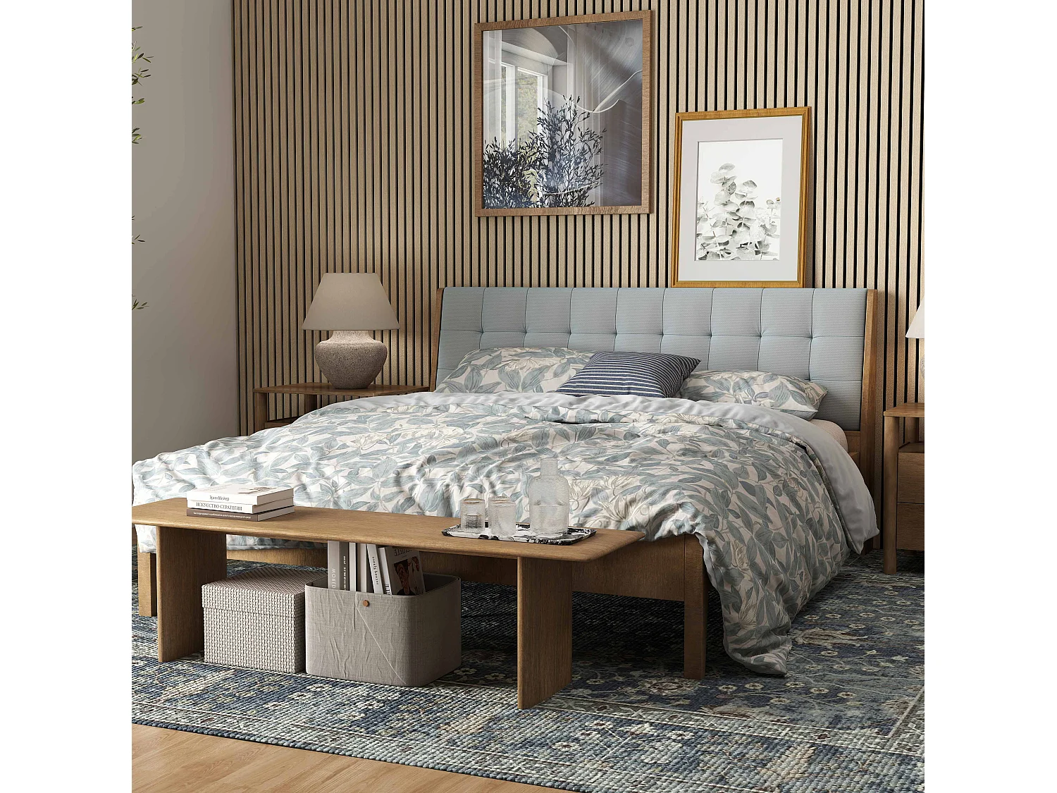Lot de 2 Panneaux Muraux Décoratifs Acoustiques Bois MDF 240x60cm Chêne clair AntiBruit, Facile à Poser