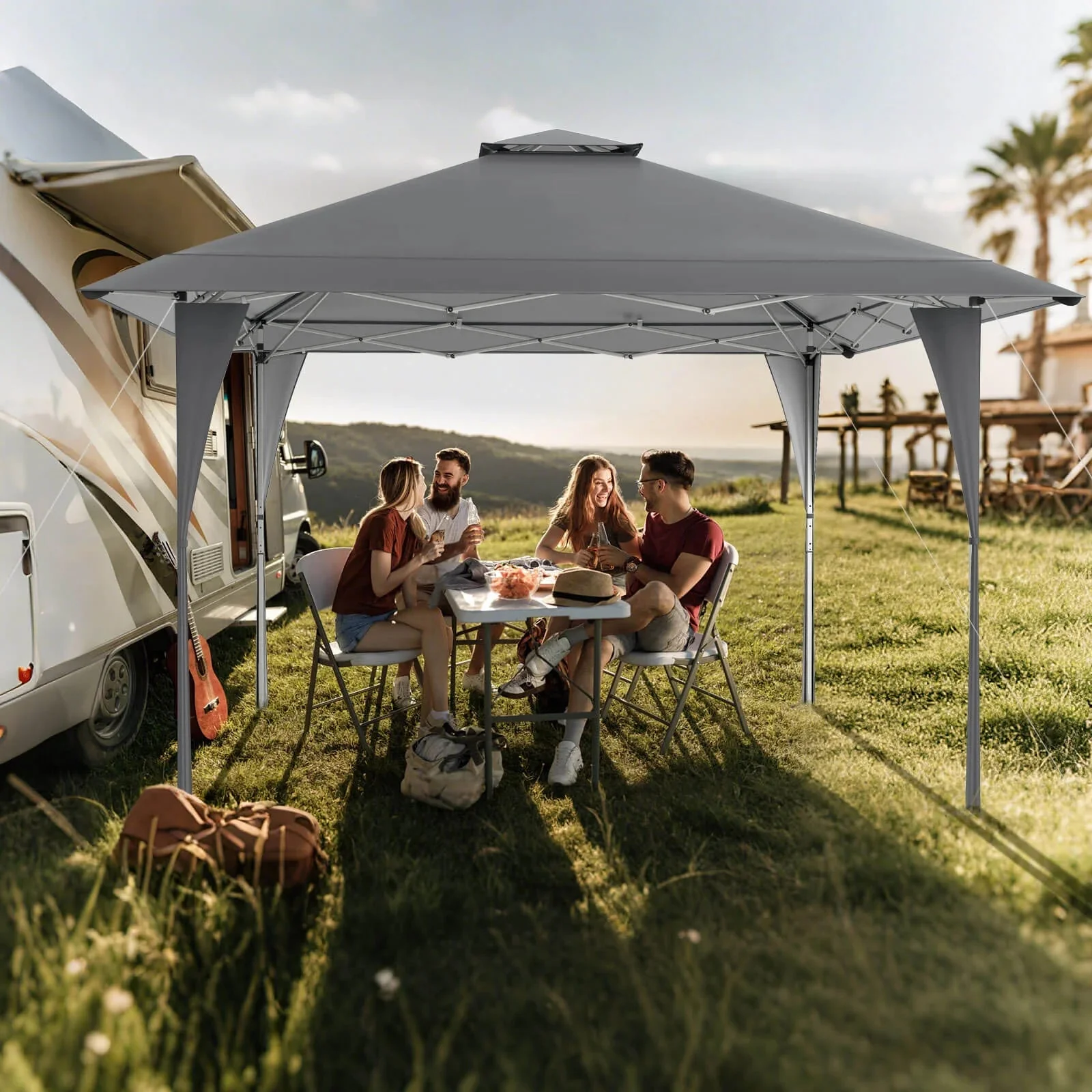 Costway Pop-Up Gazebo Outdoor Canopy Tent, 13 x 13 ft, Gray - Image 5 Costway Pop-Up Gazebo Outdoor Canopy Tent, 13 x 13 ft, Gray - Image 5