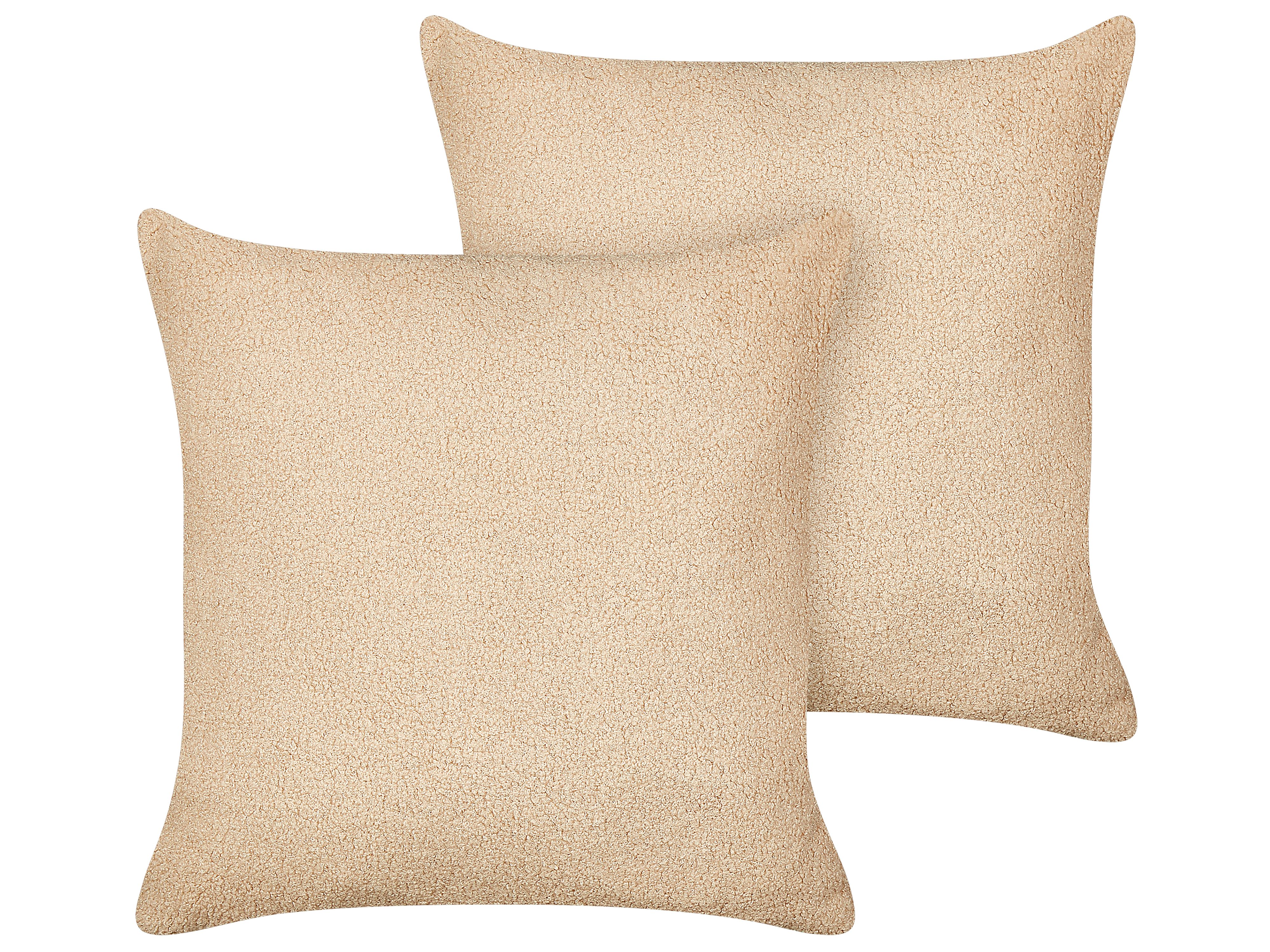 Set of 2 Decorative Cushions LEUZEA Boucle 45 x 45 cm Sand Beige Solid