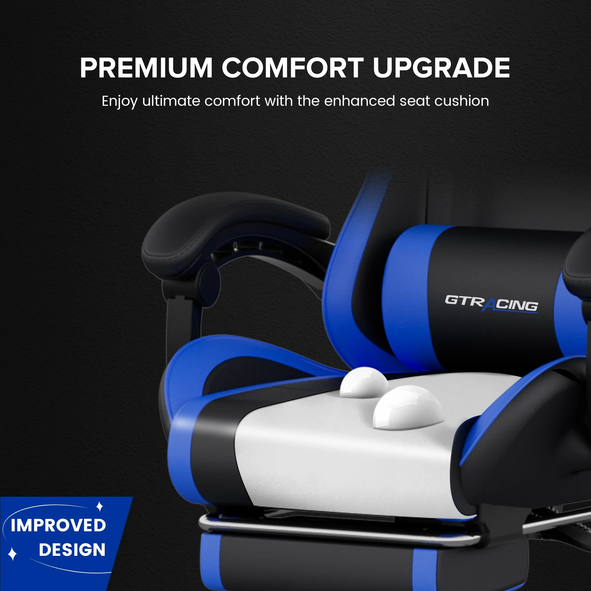 GTRACING GTWD-200 Ergonomic Gaming Chair with Adjustable Pillows and Footrest , White - Image 16