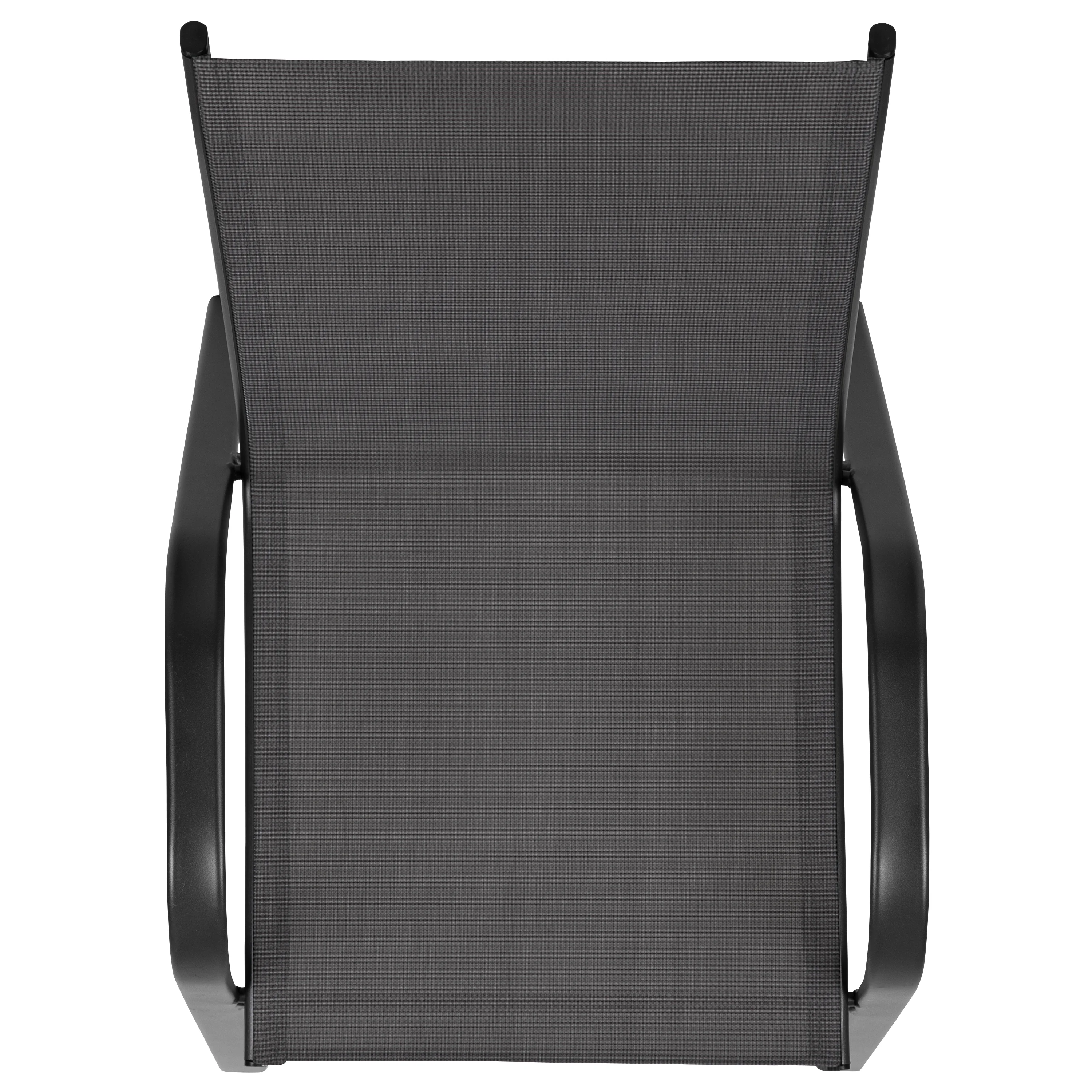 BizChair 5 Pack Black Outdoor Stack Chair with Flex Comfort Material and Metal Frame - Image 12
