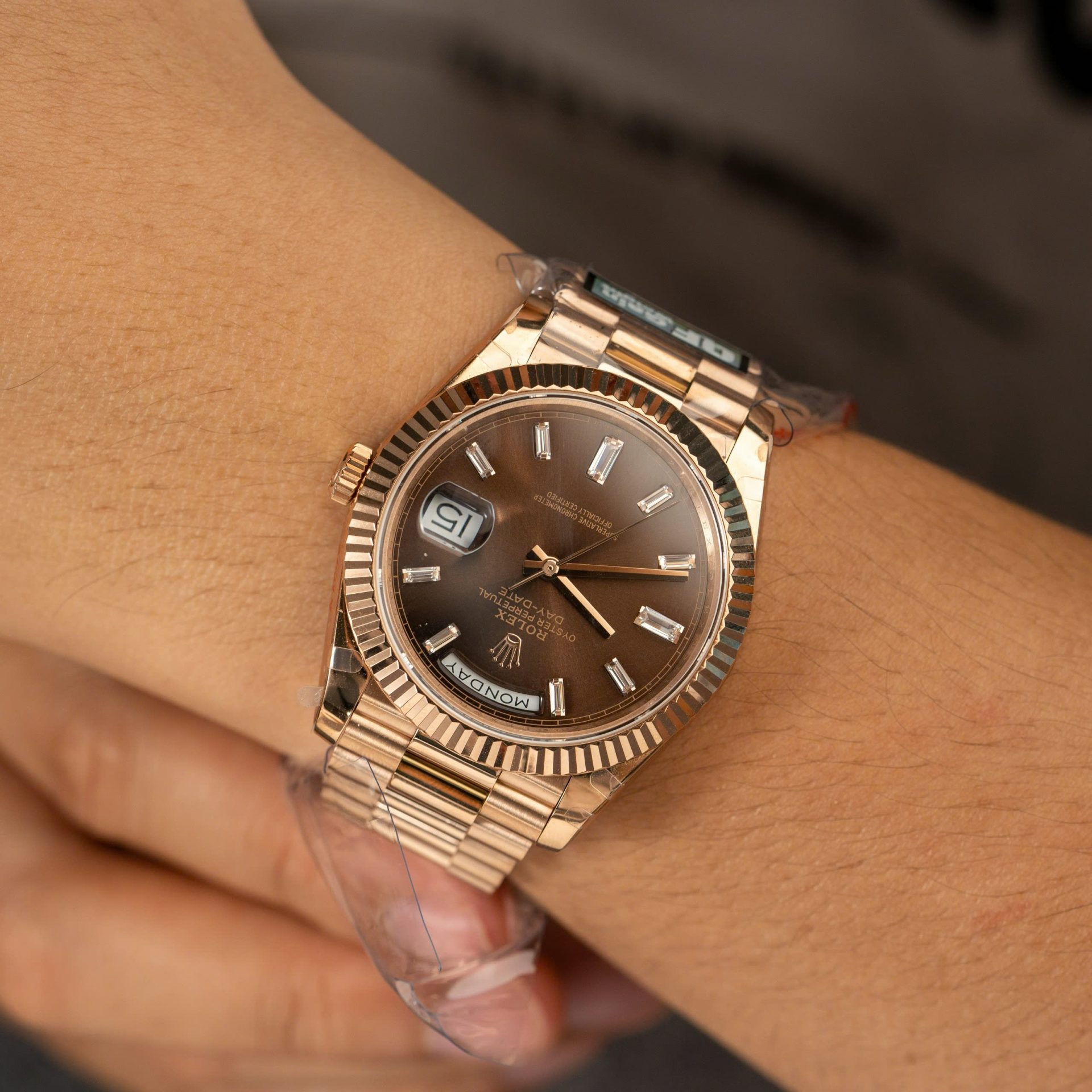 Rolex Day-Date 228235 Replica Watch Dial Chocolate Weight 185gram QF Factory 40mm - Elite Watch Atelier