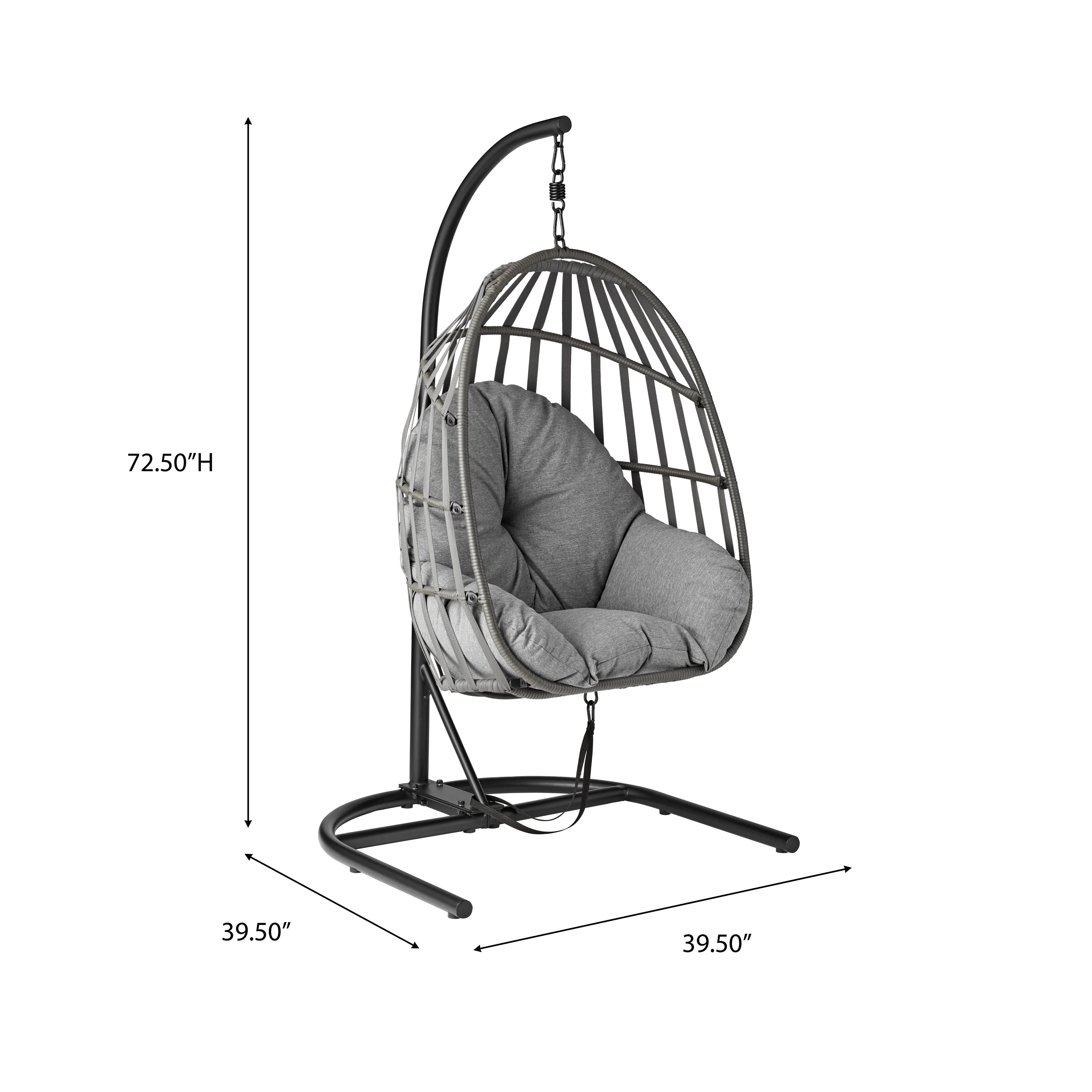Mainstays Outdoor Wicker Patio Hanging Egg Chair, Gray - Image 4