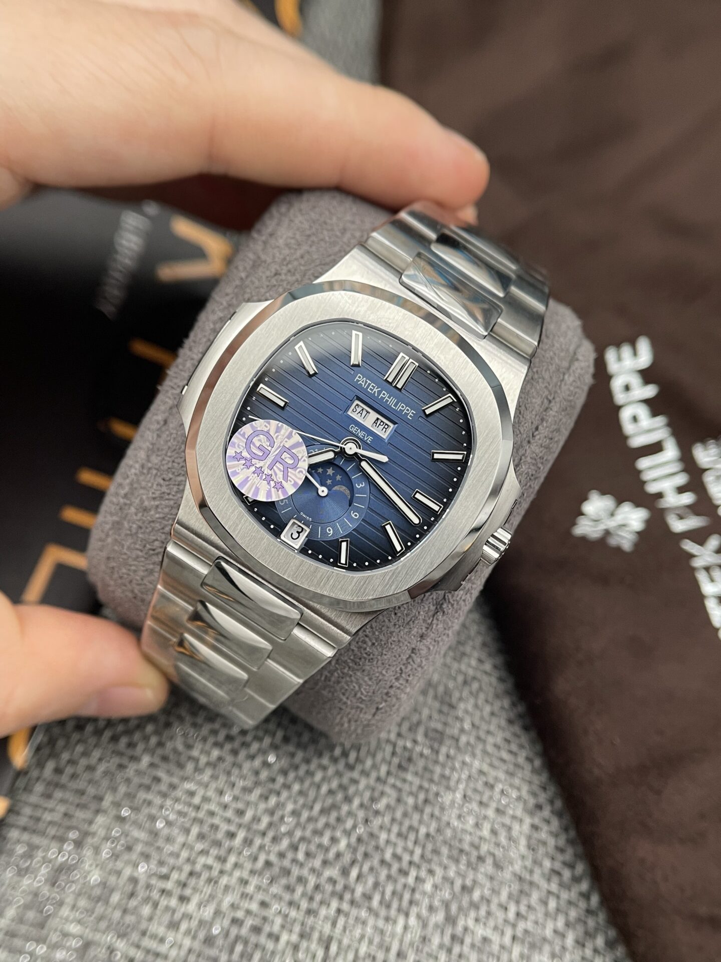 Patek Philippe Nautilus 5726 Best Replica Watch Blue Dial GRF 40.5mm - Elite Watch Atelier